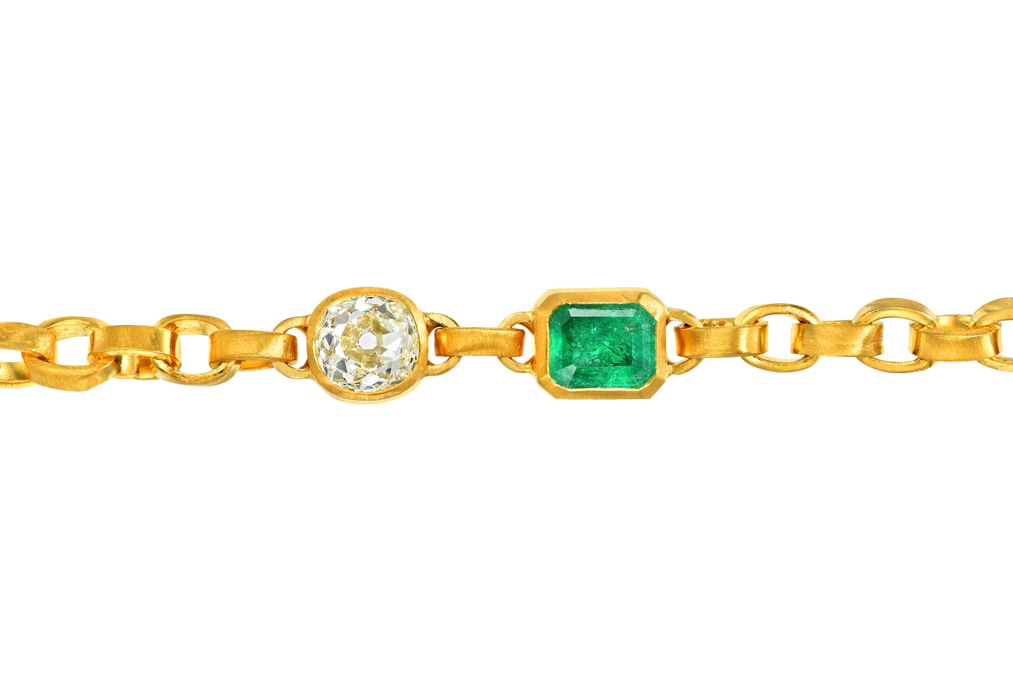 Darius Jewels double emerald and diamond signature chain