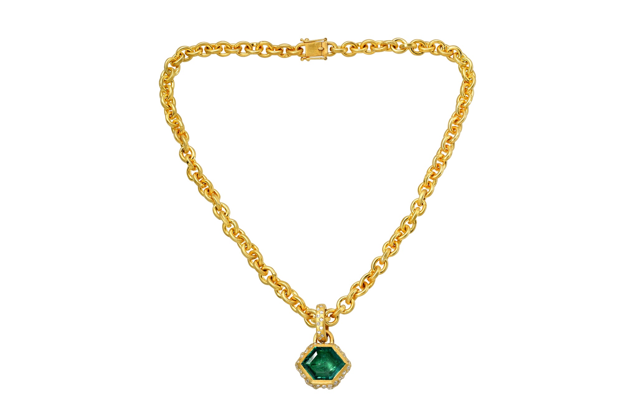Darius Jewels Daryā Khonsary the moonstones one of a kind emerald diamond heirloom pendant