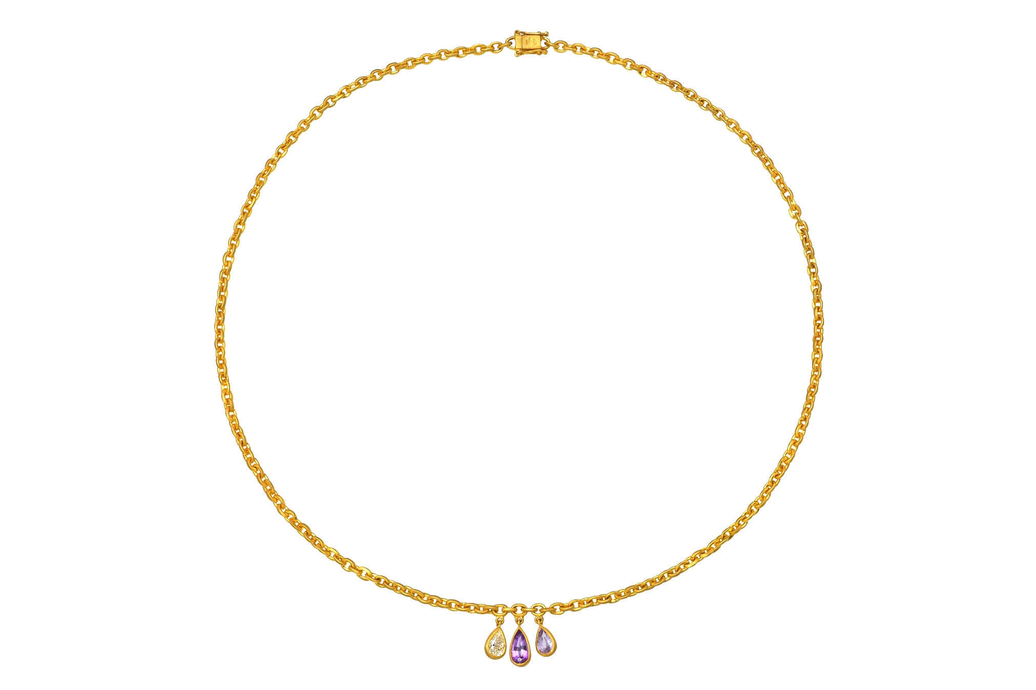 Darius Jewels one of a kind triple purple sapphire fairy chain drop
