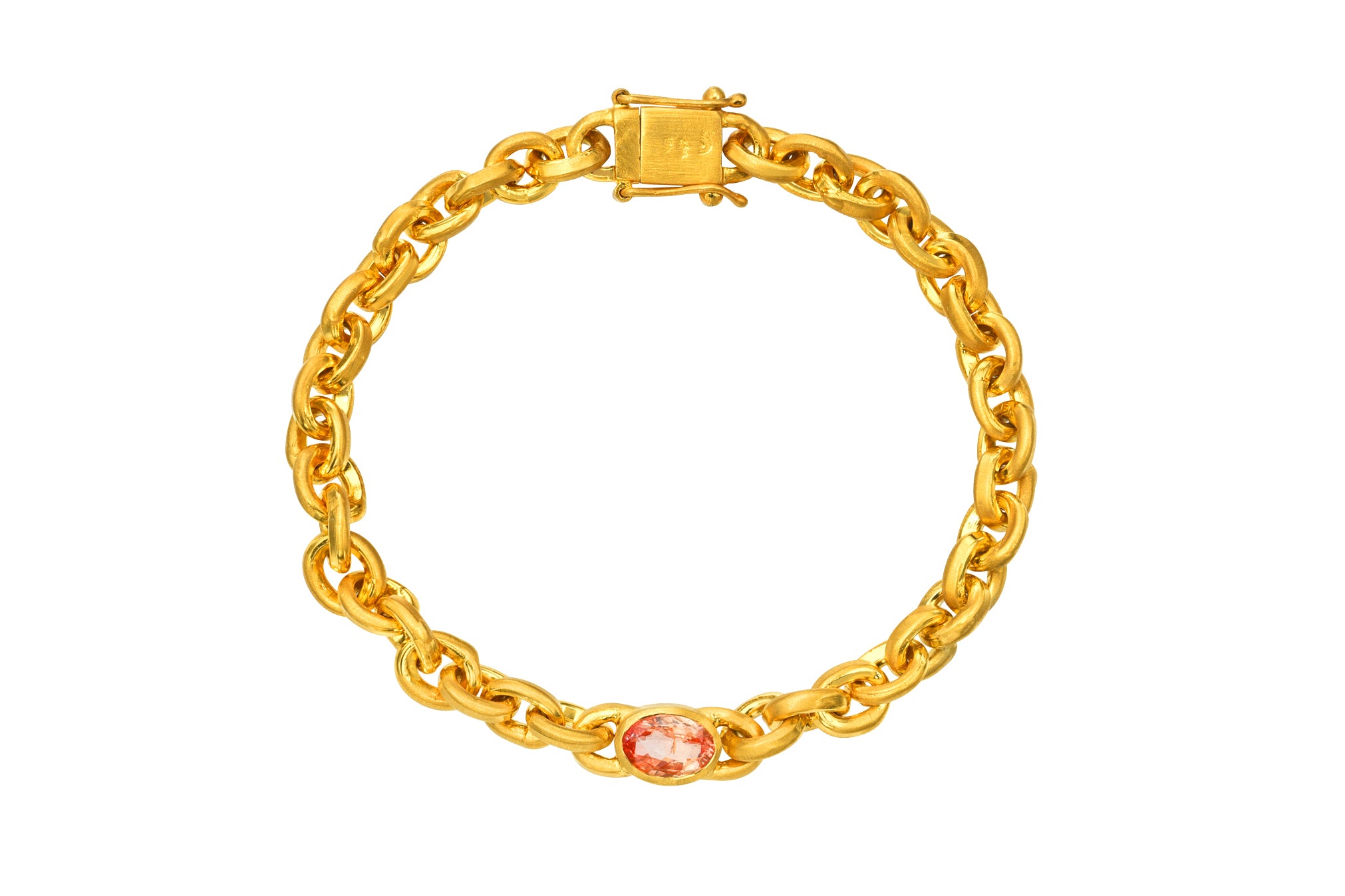 Darius Jewels padparadscha sapphire oversized signature chain bracelet 