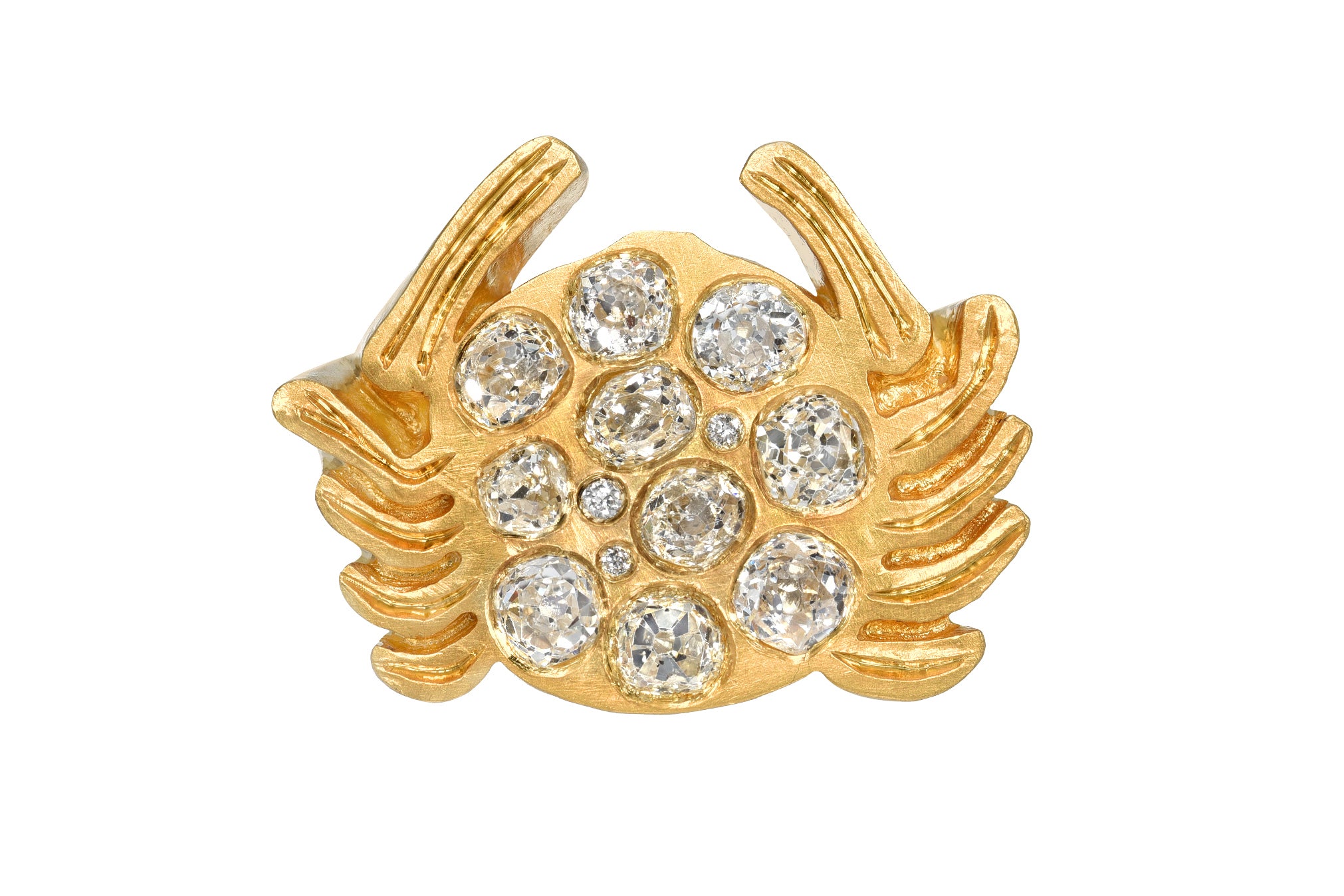 darius jewels 18k yellow gold dendera diamond crab ring cancer zodiac antique old mine cut diamond dendera temple hathor egypt darius khonsary