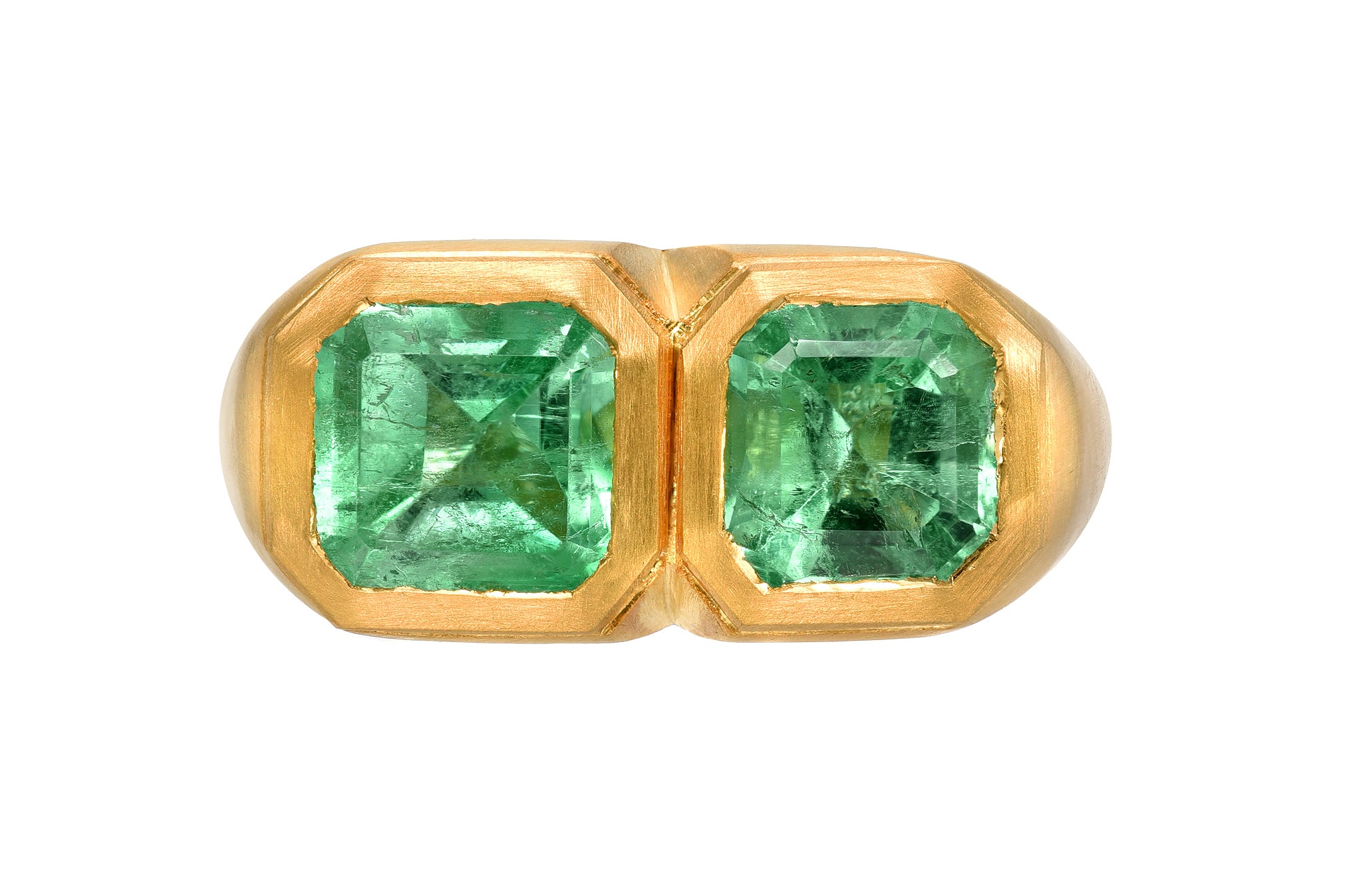 darius jewels darius khonsary double mint emerald ring 18k yellow gold colombian emeralds