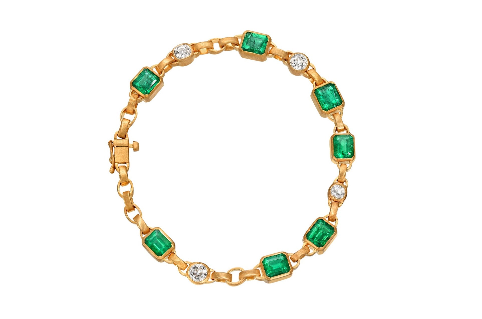darius jewels darius khonsary MUZO colombian emeralds 18k yellow gold antique old mine cut diamonds