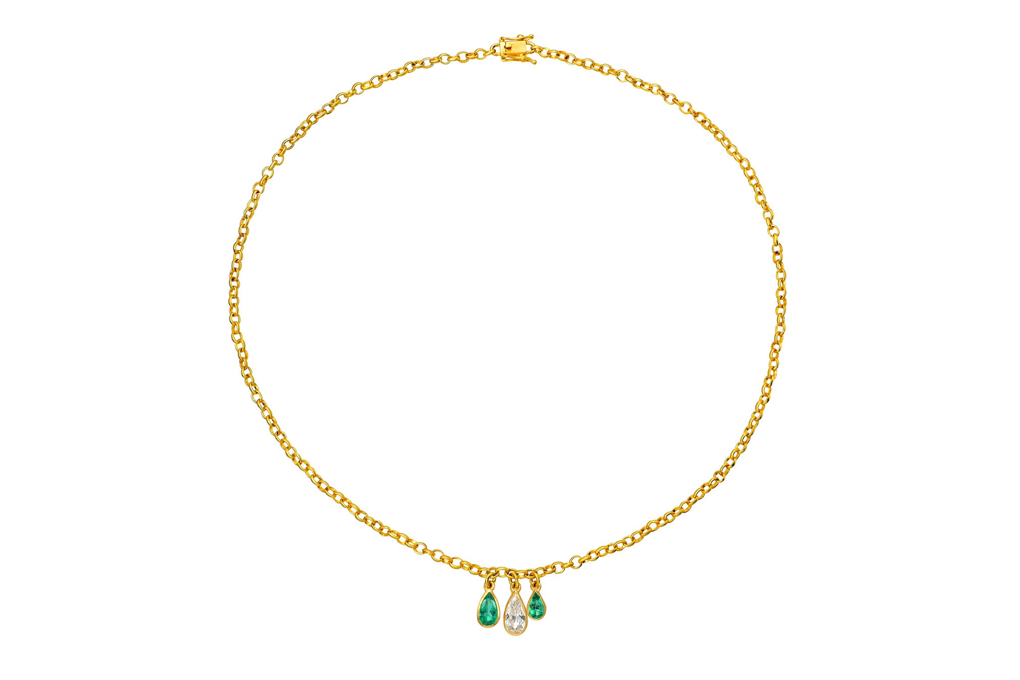 Darius Jewels Darius Khonsary emerald and pear diamond fairy chain one of a kind