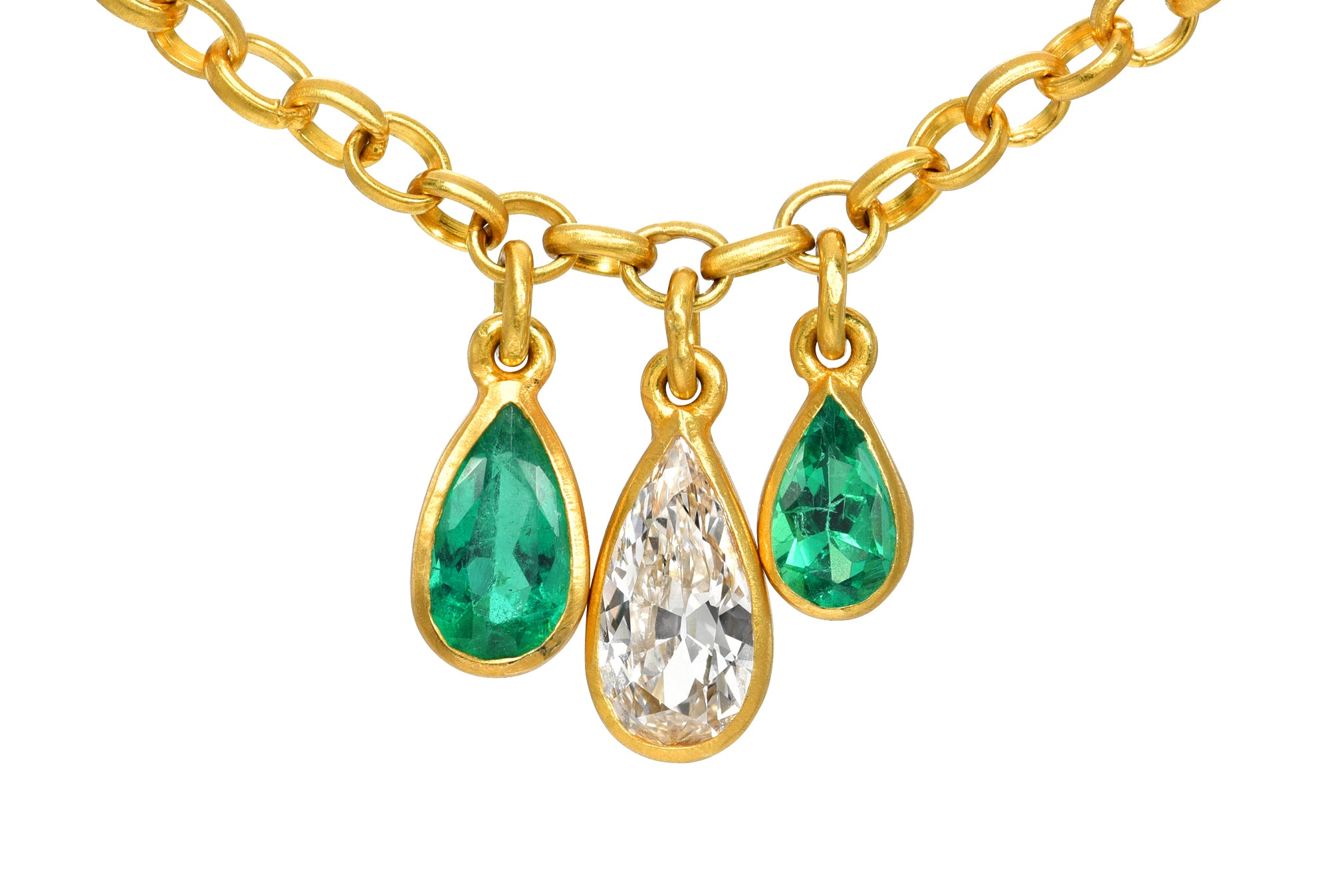 Darius Jewels Darius Khonsary emerald and pear diamond fairy chain one of a kind
