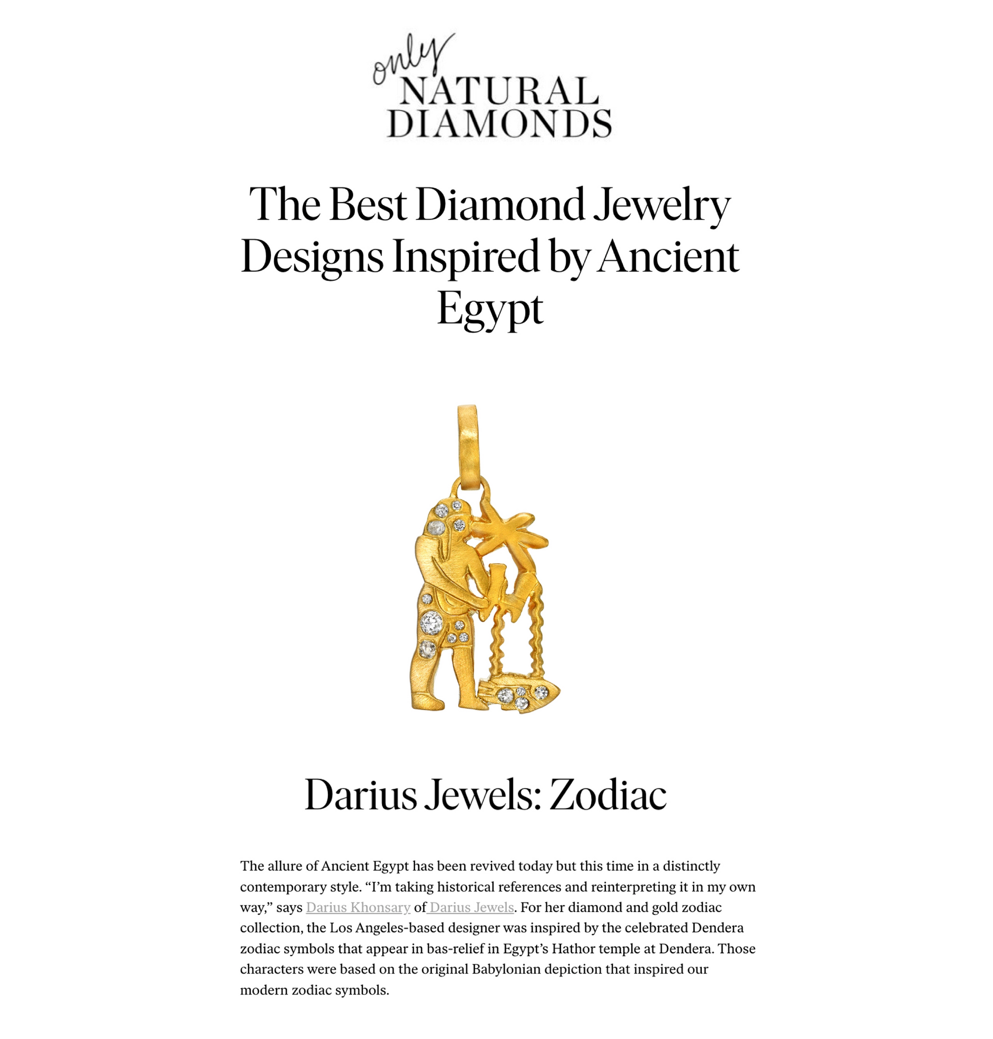 darius jewels only natural diamonds jill newman aquarius charm dendera zodiac charm darius khonsary