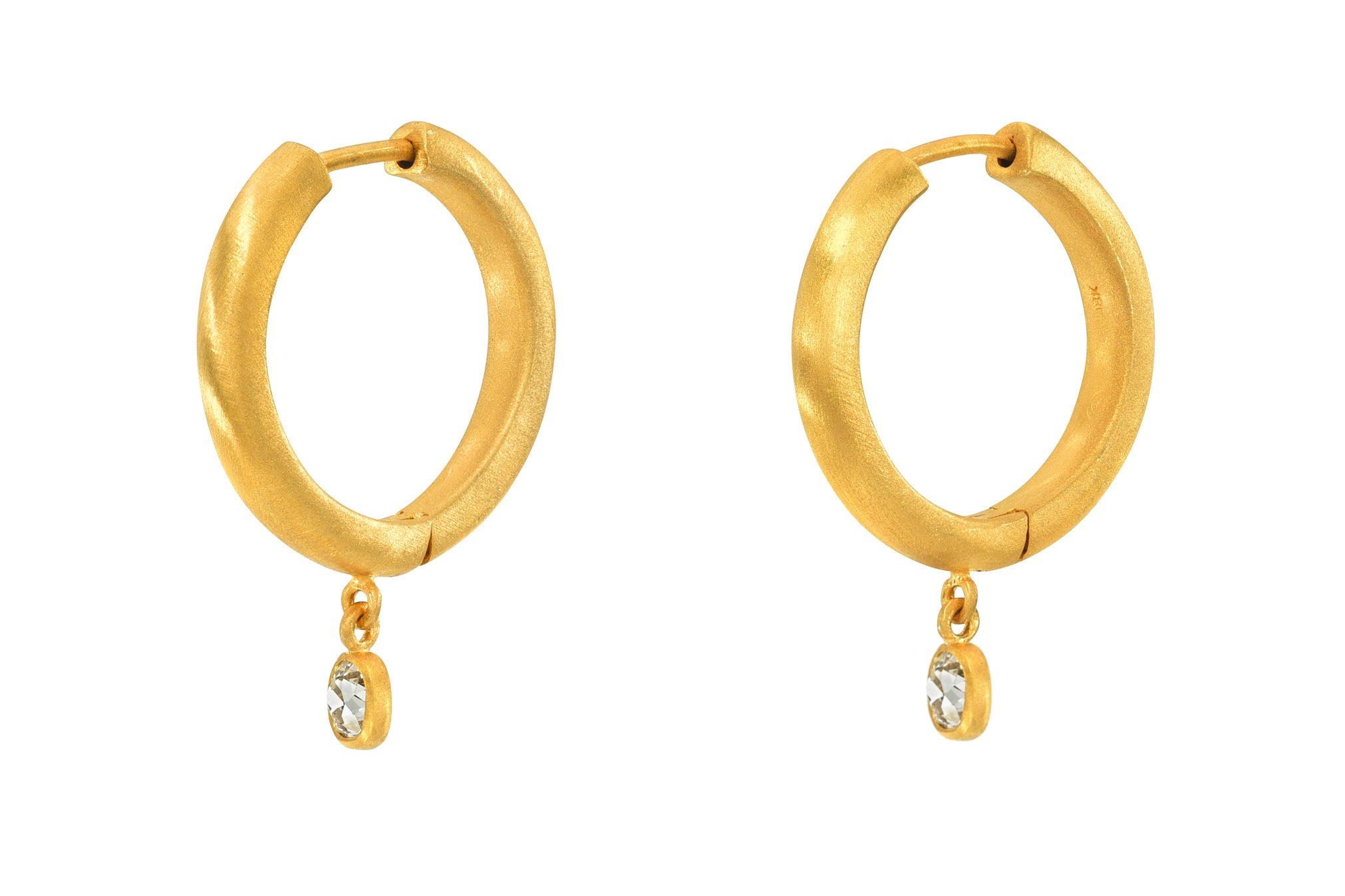 16MM OLD MINE CUT DIAMOND DROP SIGNATURE HOOPS