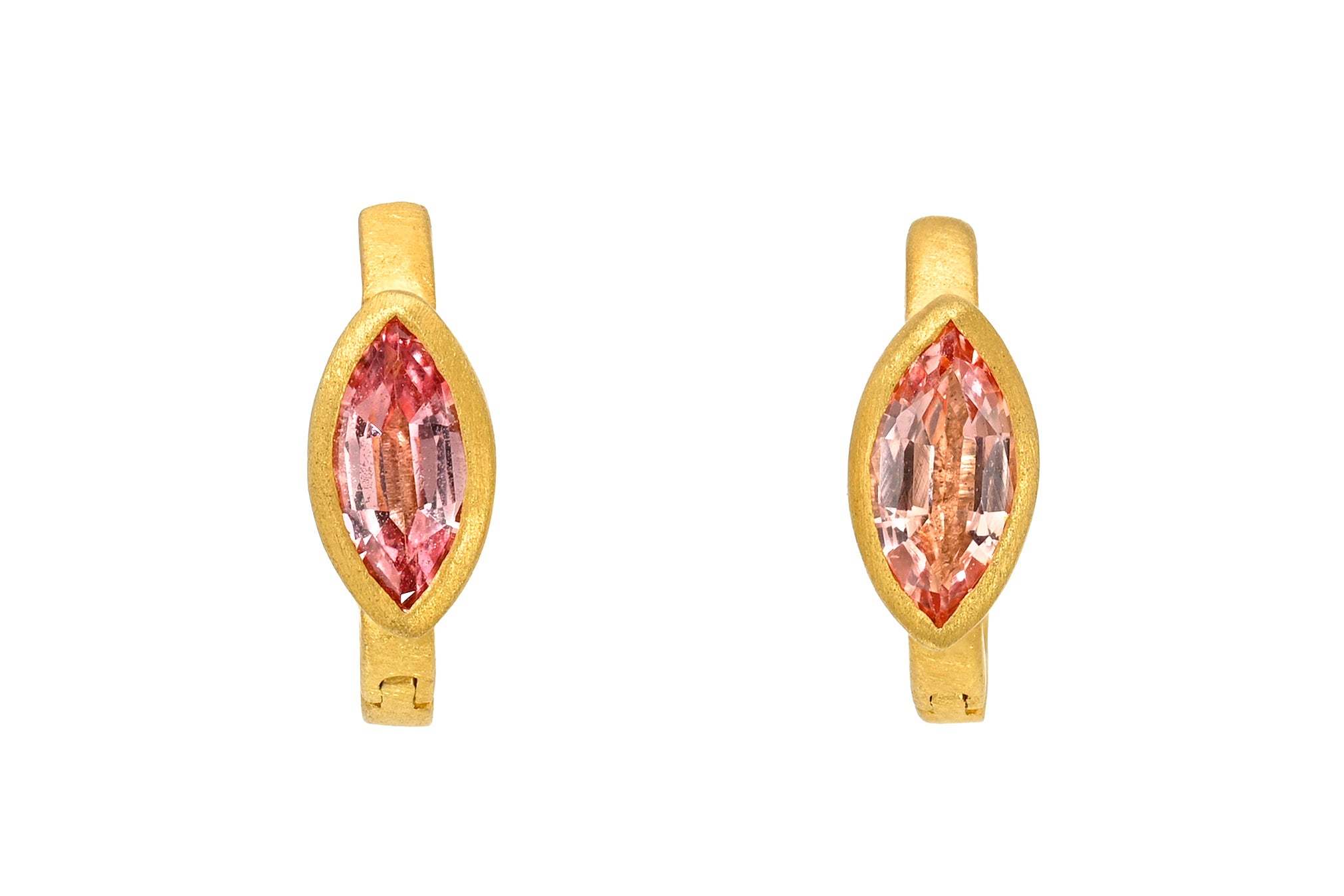 ONE OF A KIND 6.5MM MARQUISE PADPARADSCHA SAPPHIRE FAIRY HOOPS