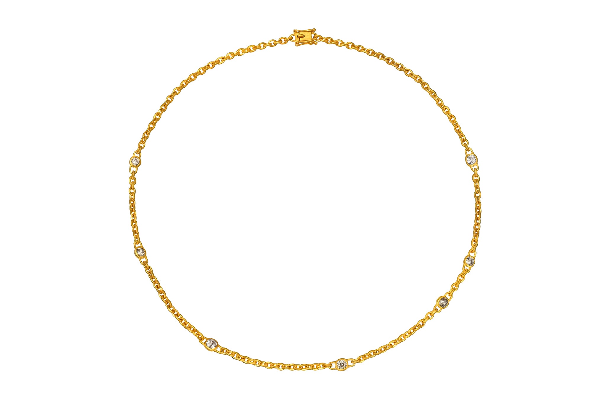 Darius Jewels 17" Fairy Chain Necklace Champagne Diamonds 18K Fairmined Yellow Gold