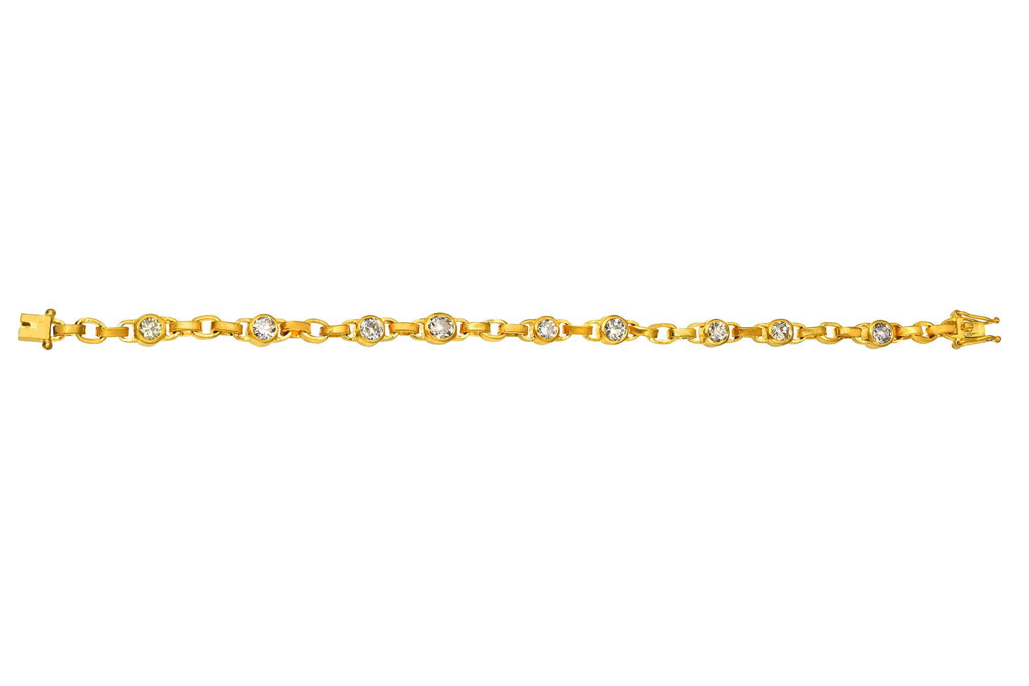 Darius Jewels 7" Signature Chain Bracelet Champagne Diamonds Antique Old Mine Cut 18K Fairmined Yellow Gold