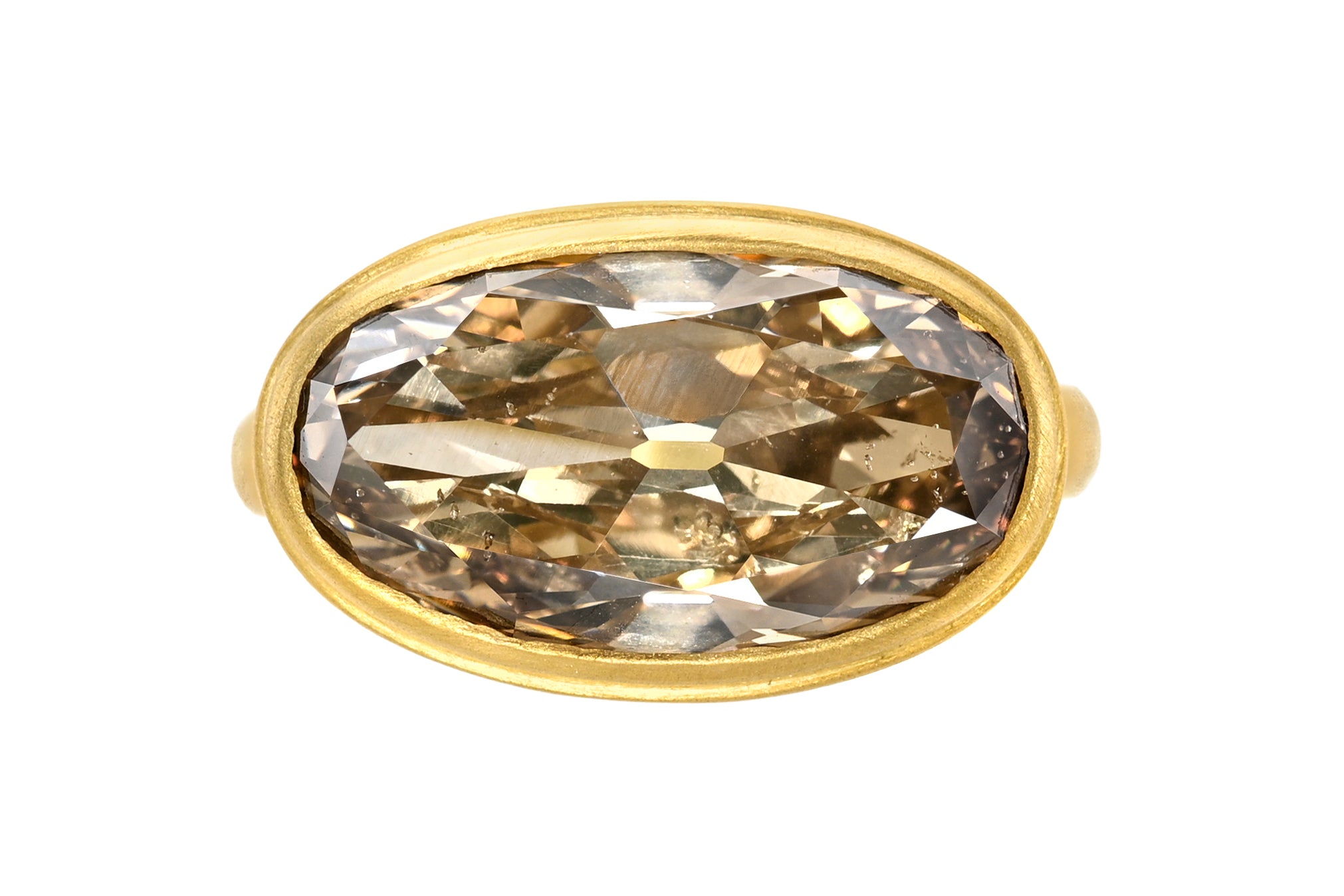 ONE OF A KIND FANCY BROWN OLD OVAL CUT DIAMOND ZIGGURAT GEM SIGNATURE BAND