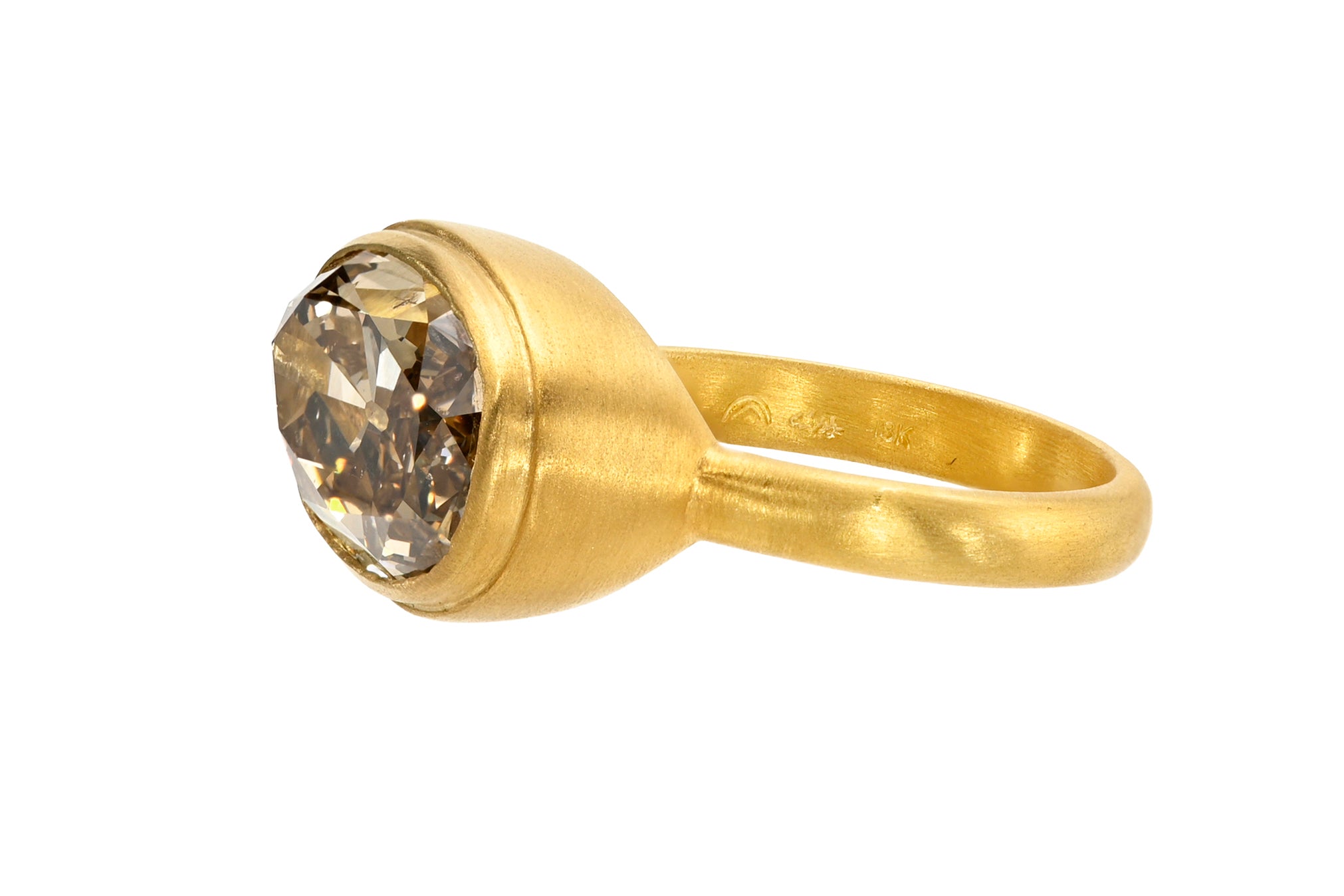 ONE OF A KIND FANCY BROWN OLD OVAL CUT DIAMOND ZIGGURAT GEM SIGNATURE BAND