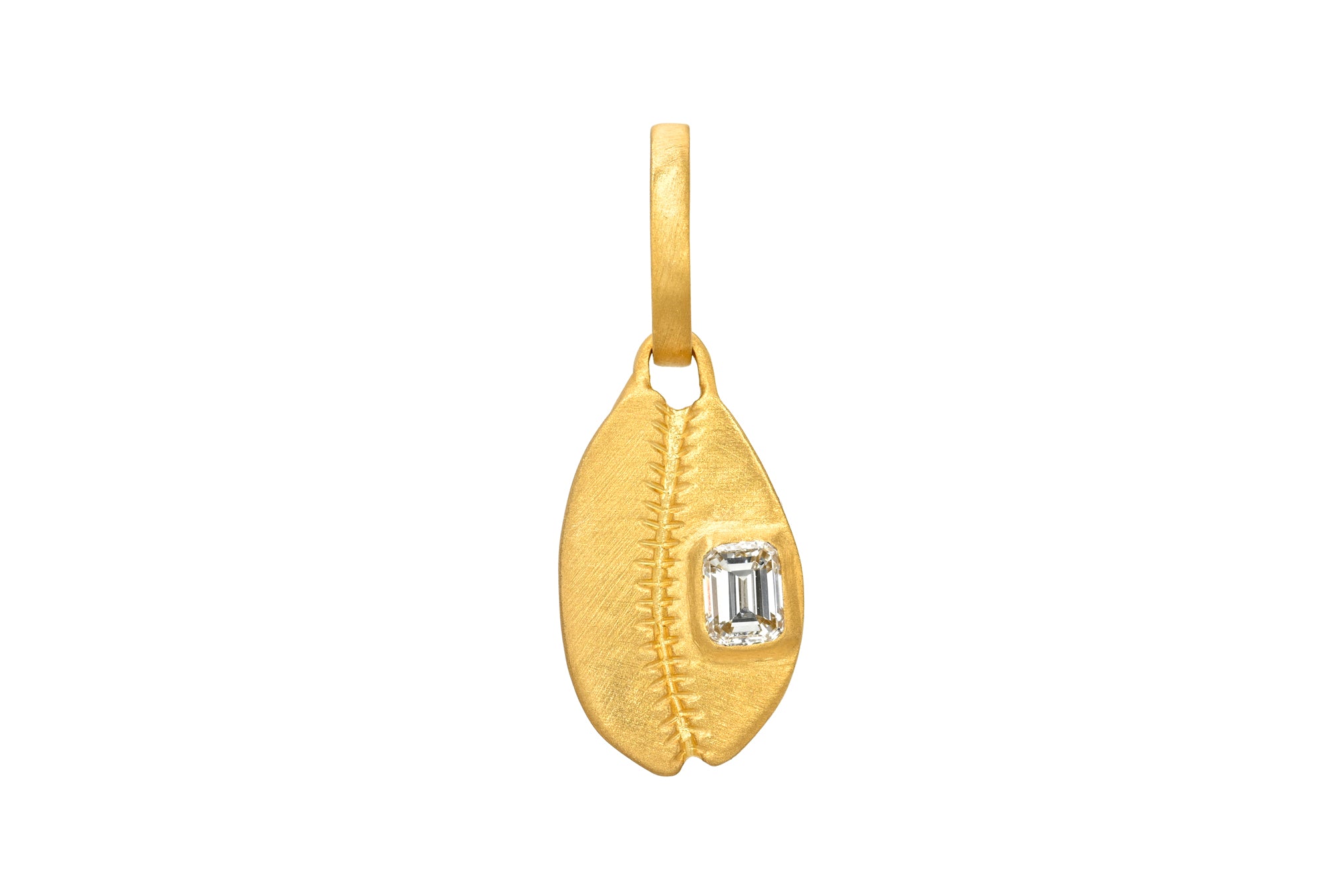 ONE OF A KIND EMERALD CUT DIAMOND HASANLU COWRIE SHELL CHARM