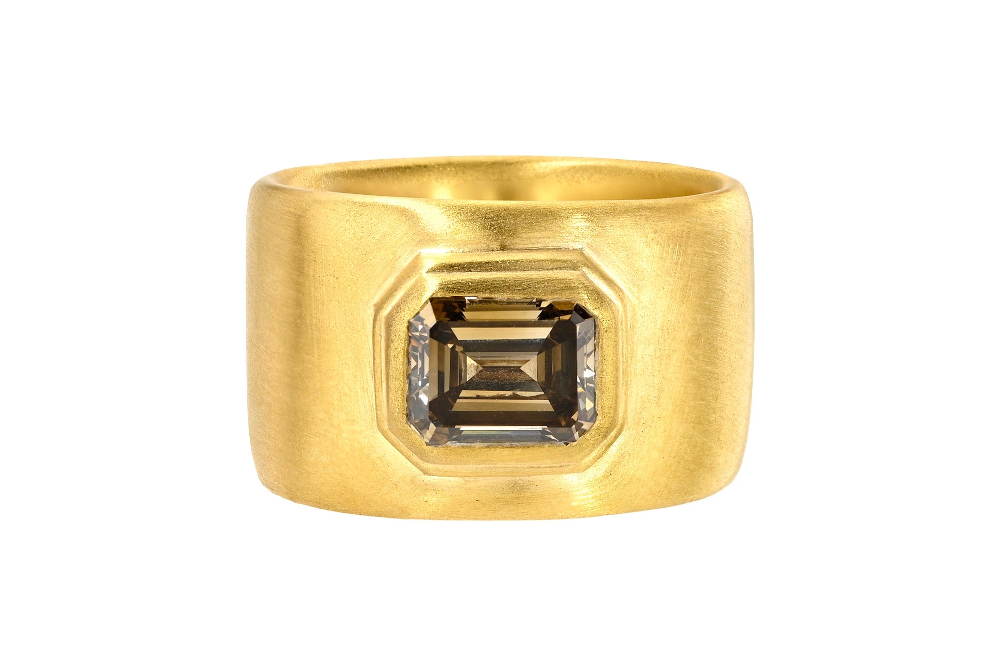 ONE OF A KIND EMERALD CUT BROWN DIAMOND CIGAR BAND