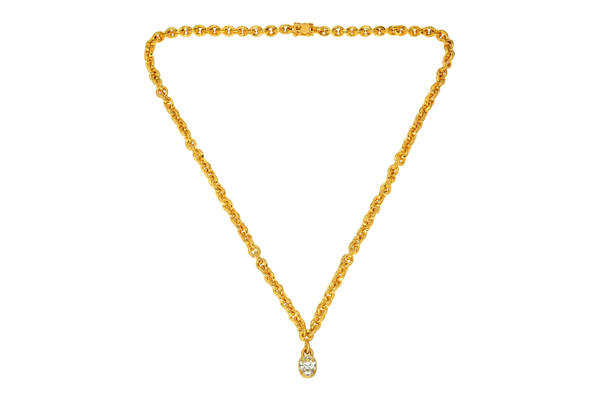 DIAMOND DROP OVERSIZED SIGNATURE CHAIN NECKLACE