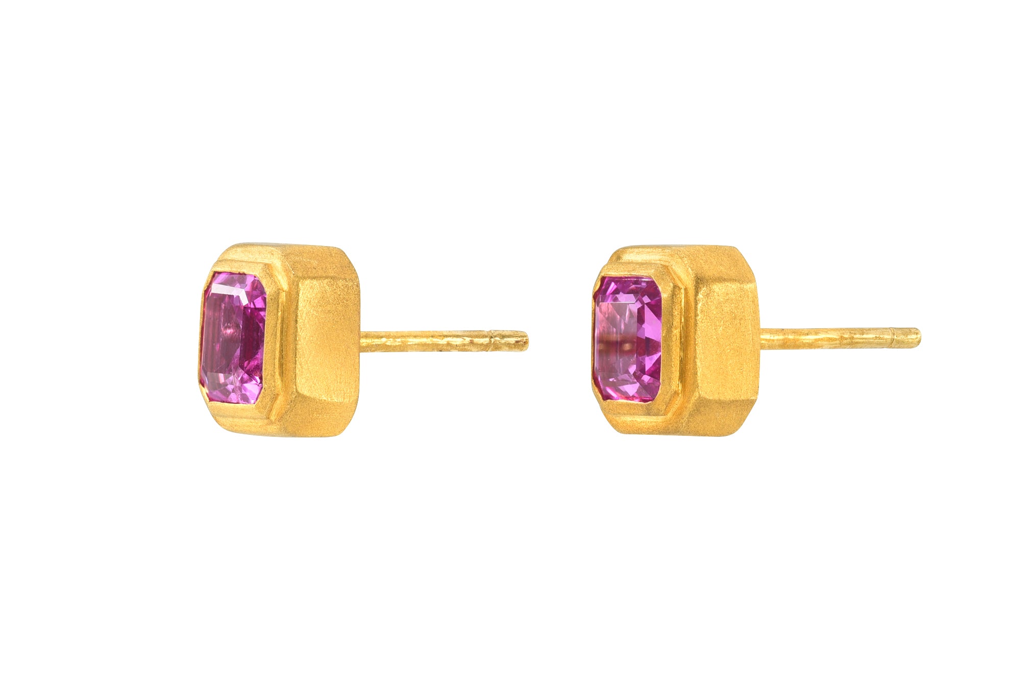 Darius Jewels pink sapphire ziggurat studs