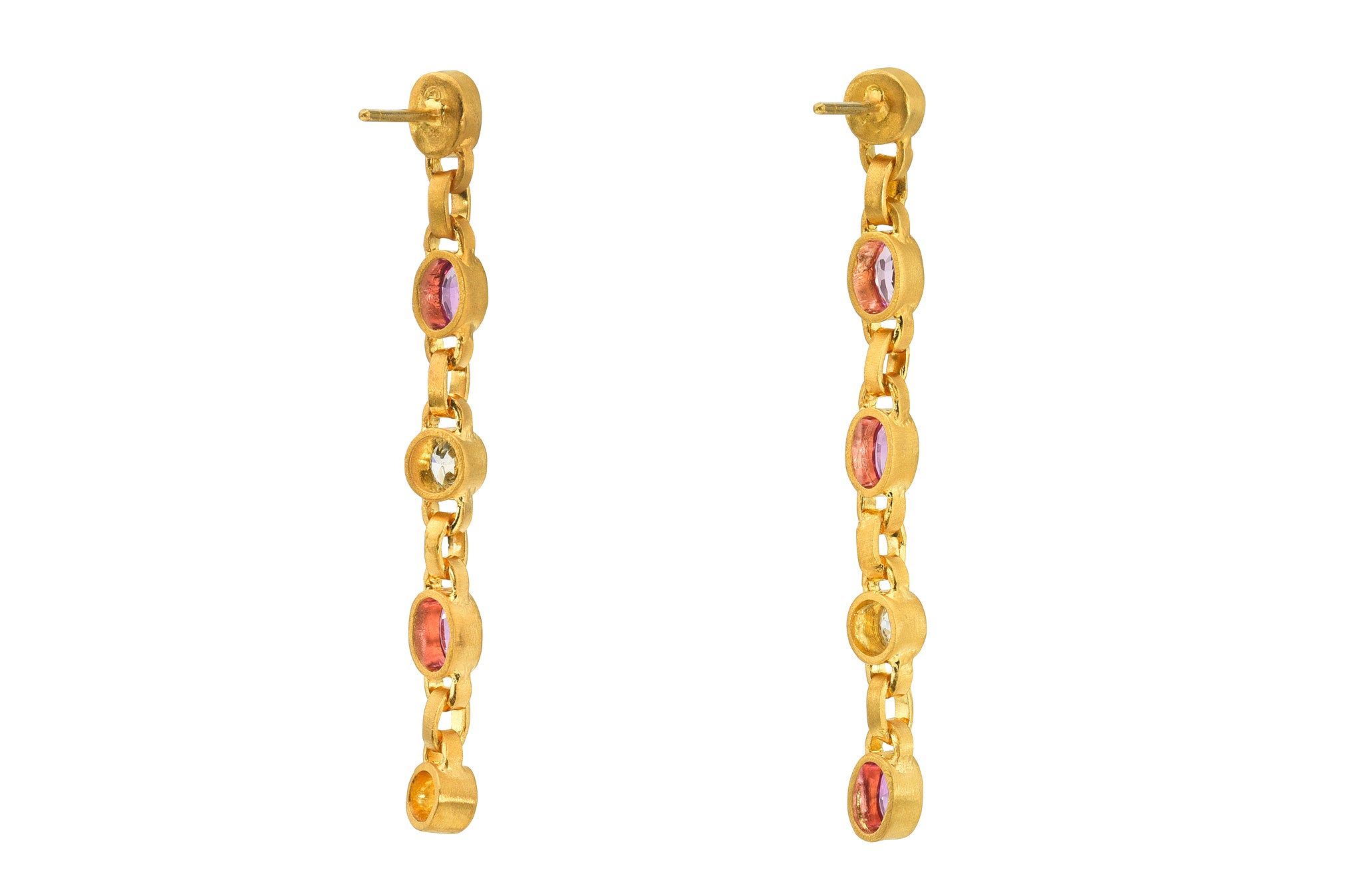 PINK SAPPHIRE & DIAMOND SIGNATURE CHAIN EARRINGS