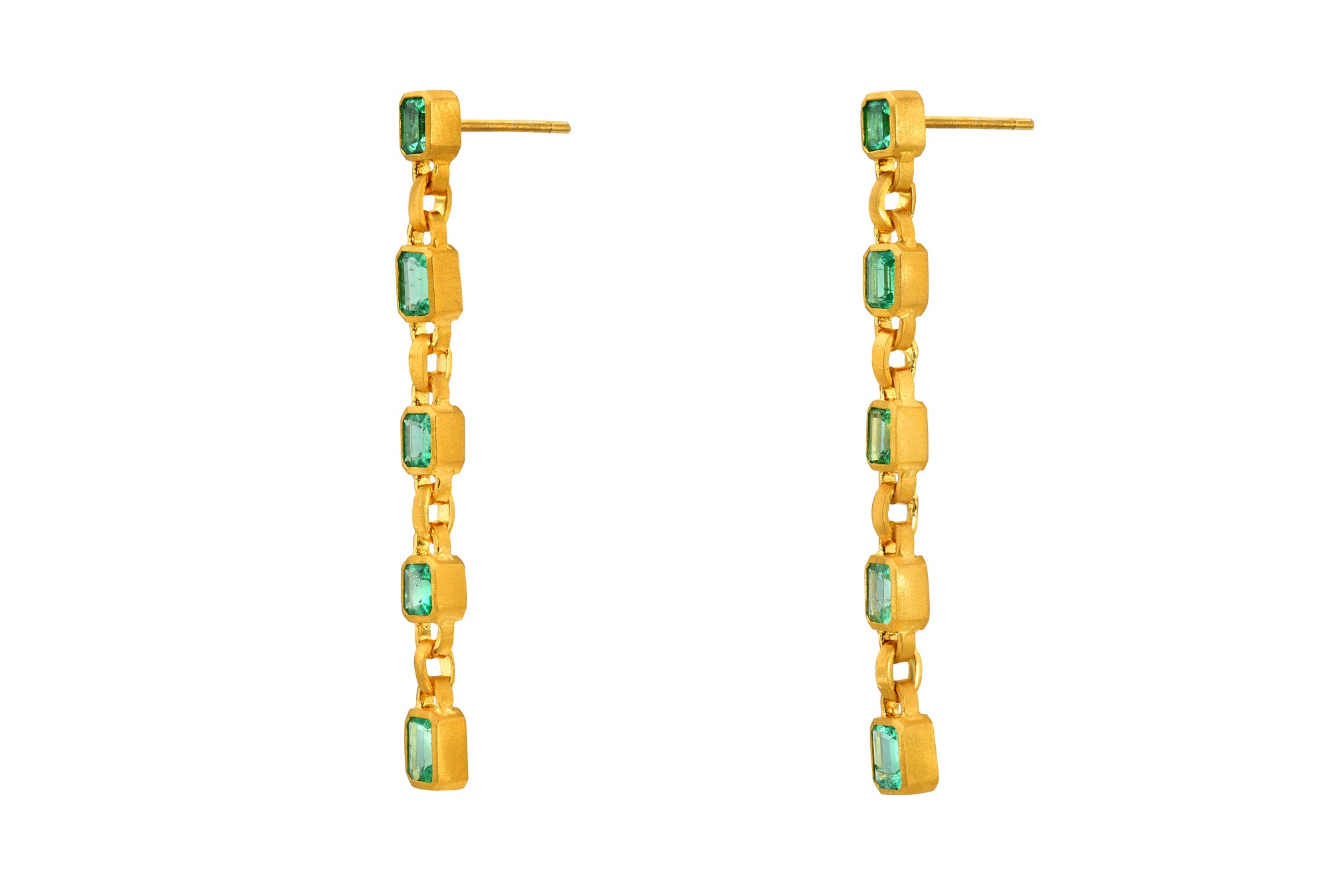 MINT EMERALD SIGNATURE CHAIN EARRINGS