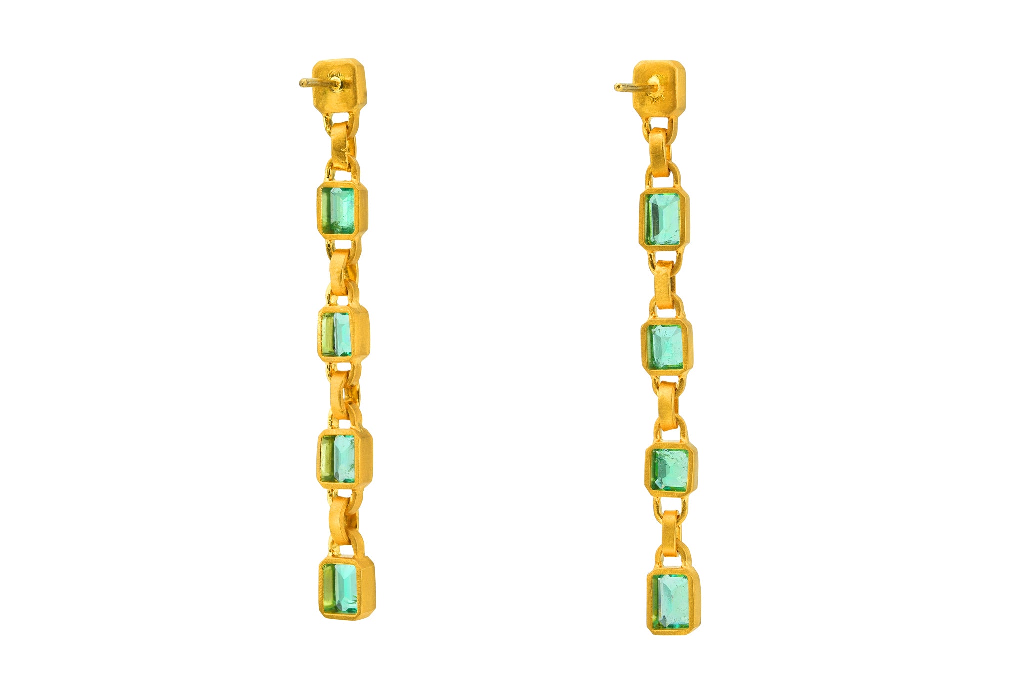 MINT EMERALD SIGNATURE CHAIN EARRINGS