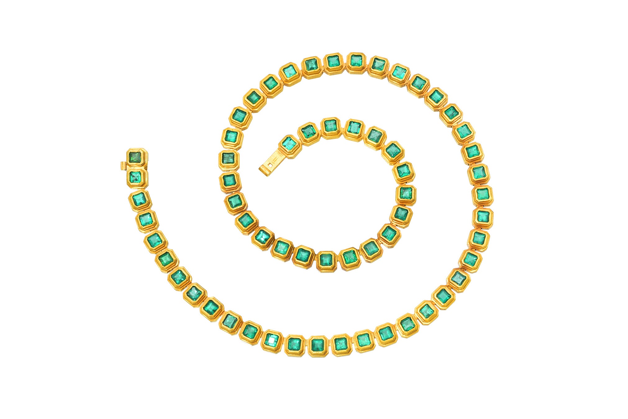 Darius Jewels emerald ziggurat eternity necklace tennis riviera necklace