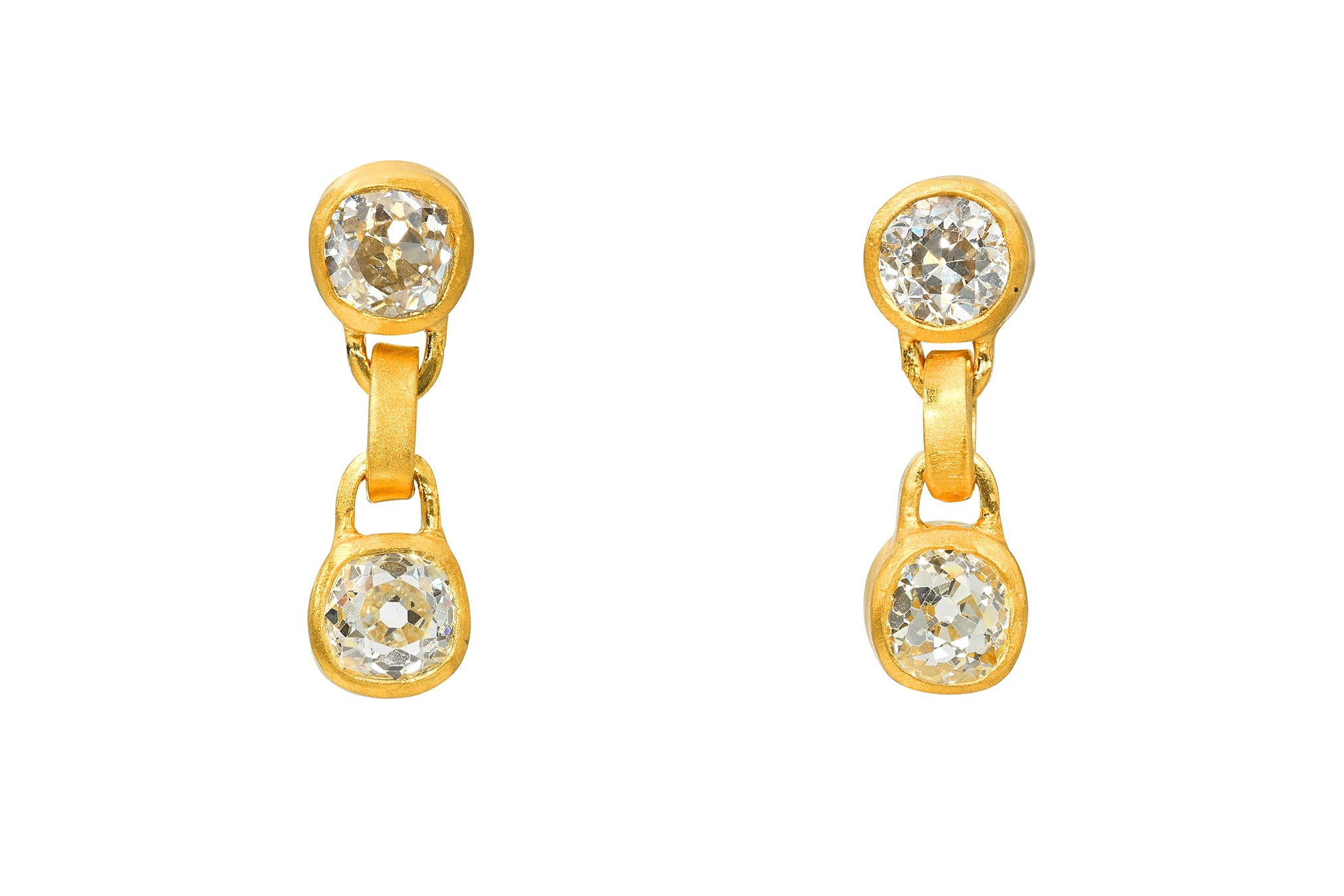 OLD MINE CUT DIAMOND GEM DROP EARRINGS