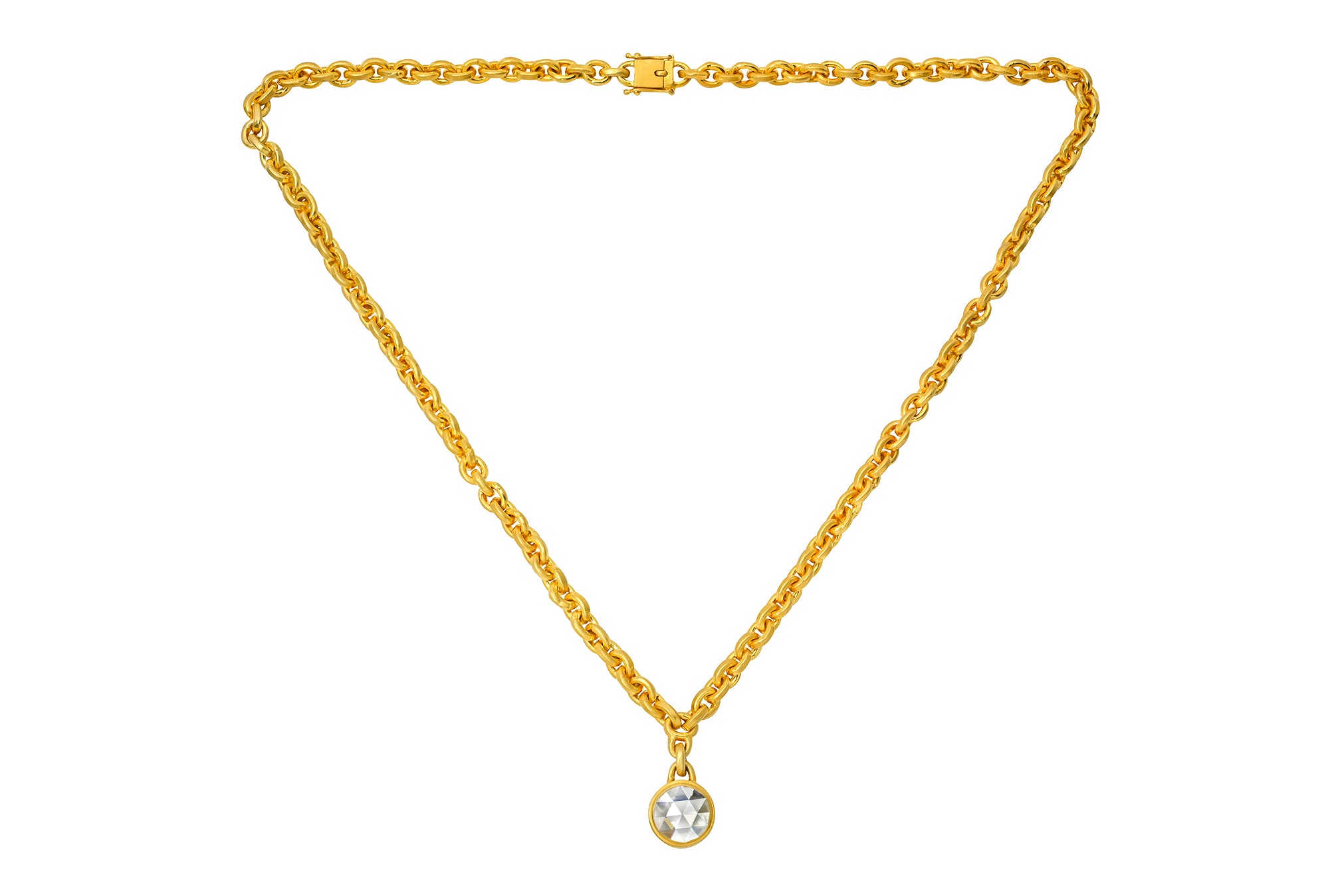 ONE OF A KIND ANTIQUE PERSIAN ROSE CUT DIAMOND OVERSIZED SIGNATURE CHAIN NECKLACE