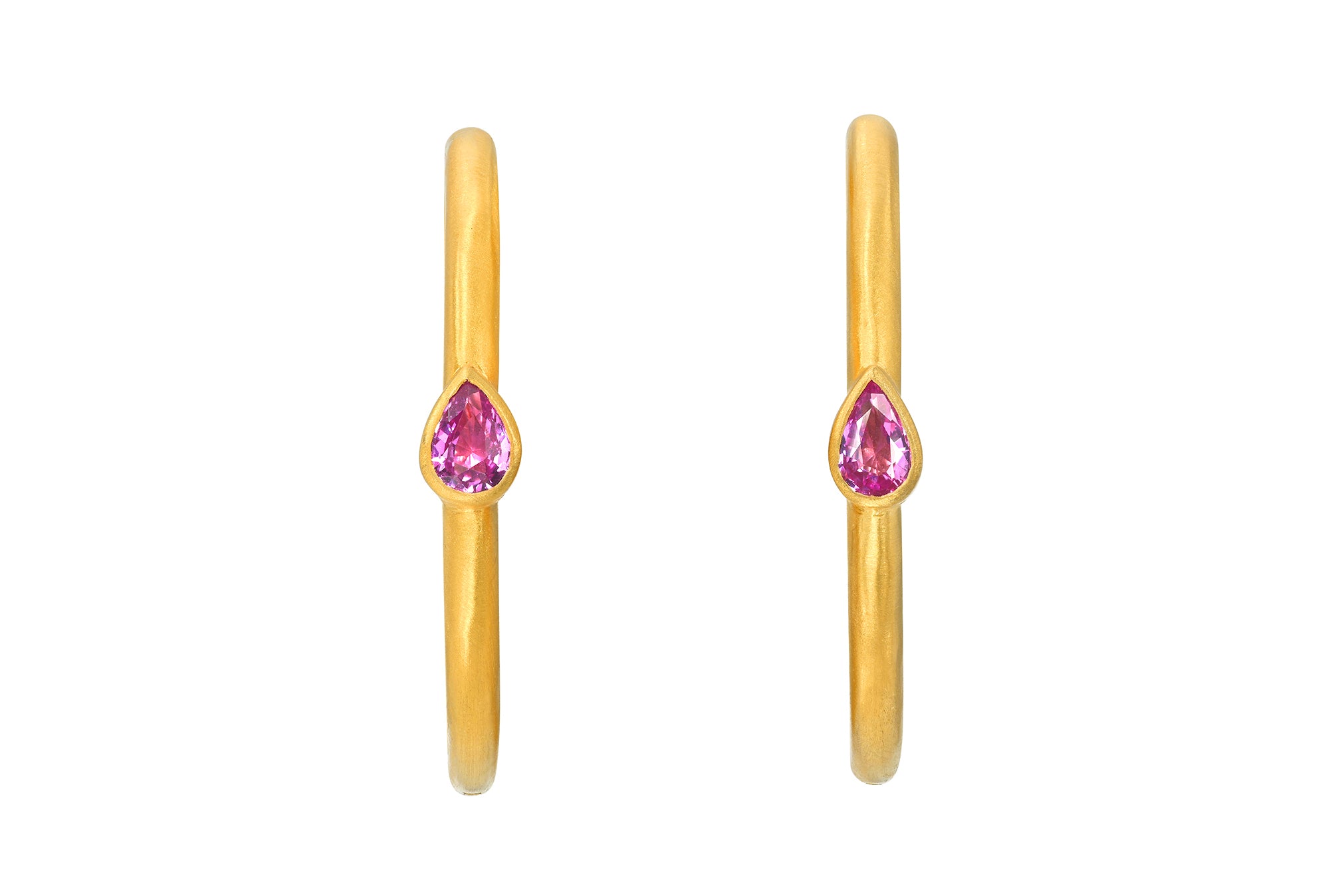 36MM PEAR PINK SAPPHIRE SIGNATURE HOOPS