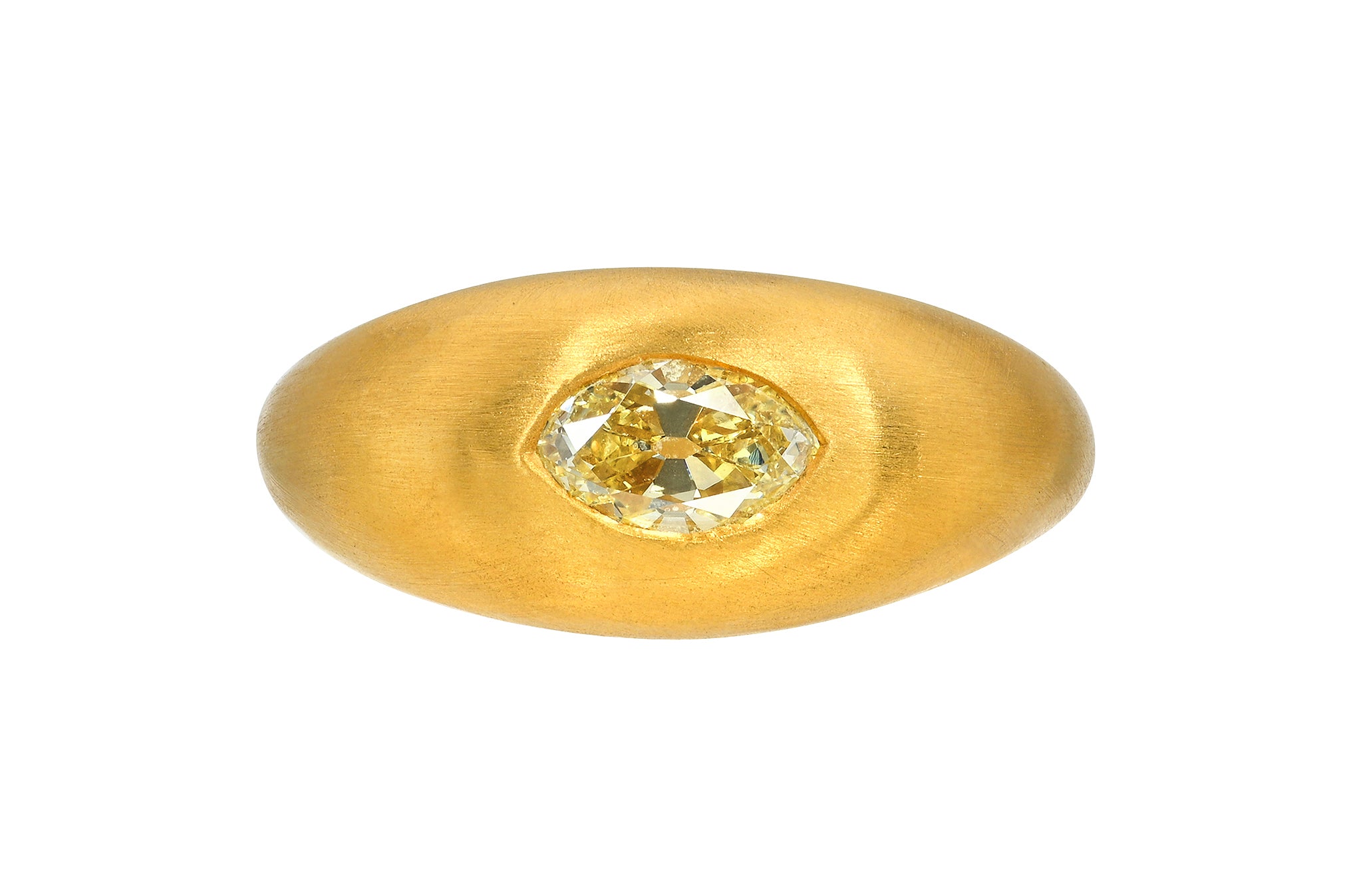 MARQUISE FANCY YELLOW DIAMOND GEM SIGNET RING