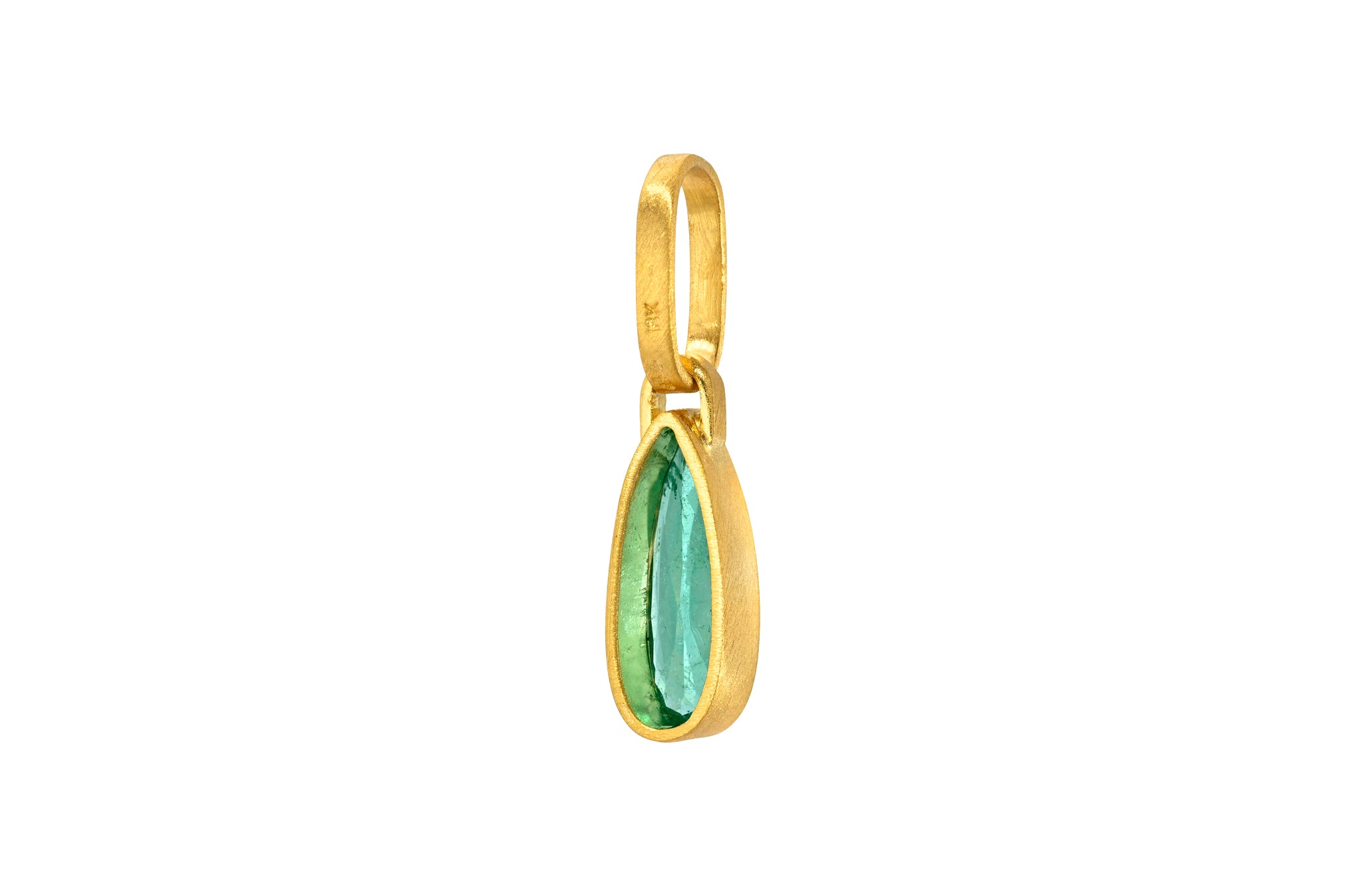 ONE OF A KIND ELONGATED PEAR EMERALD PENDANT