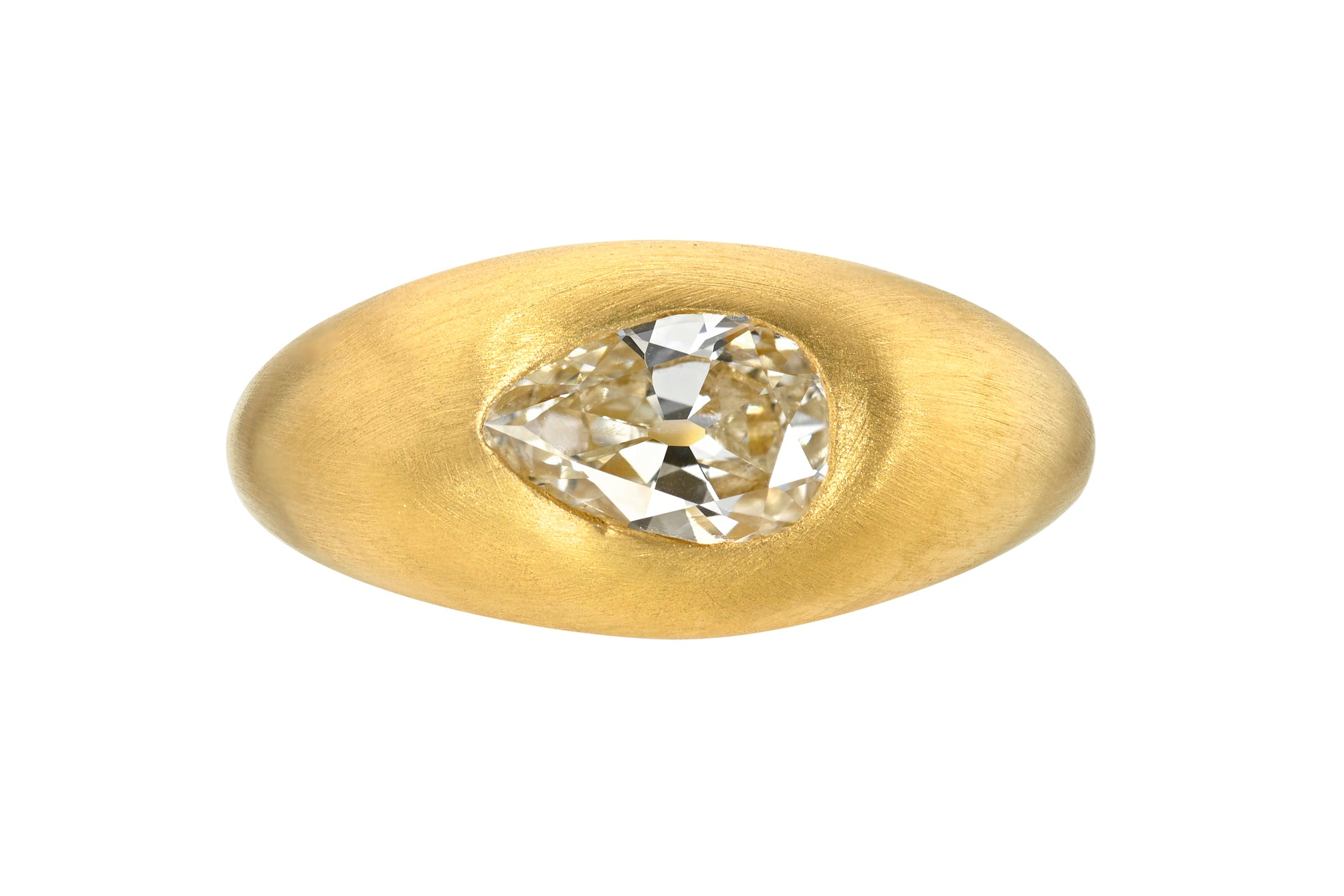 ANTIQUE PEAR DIAMOND GEM SIGNET RING