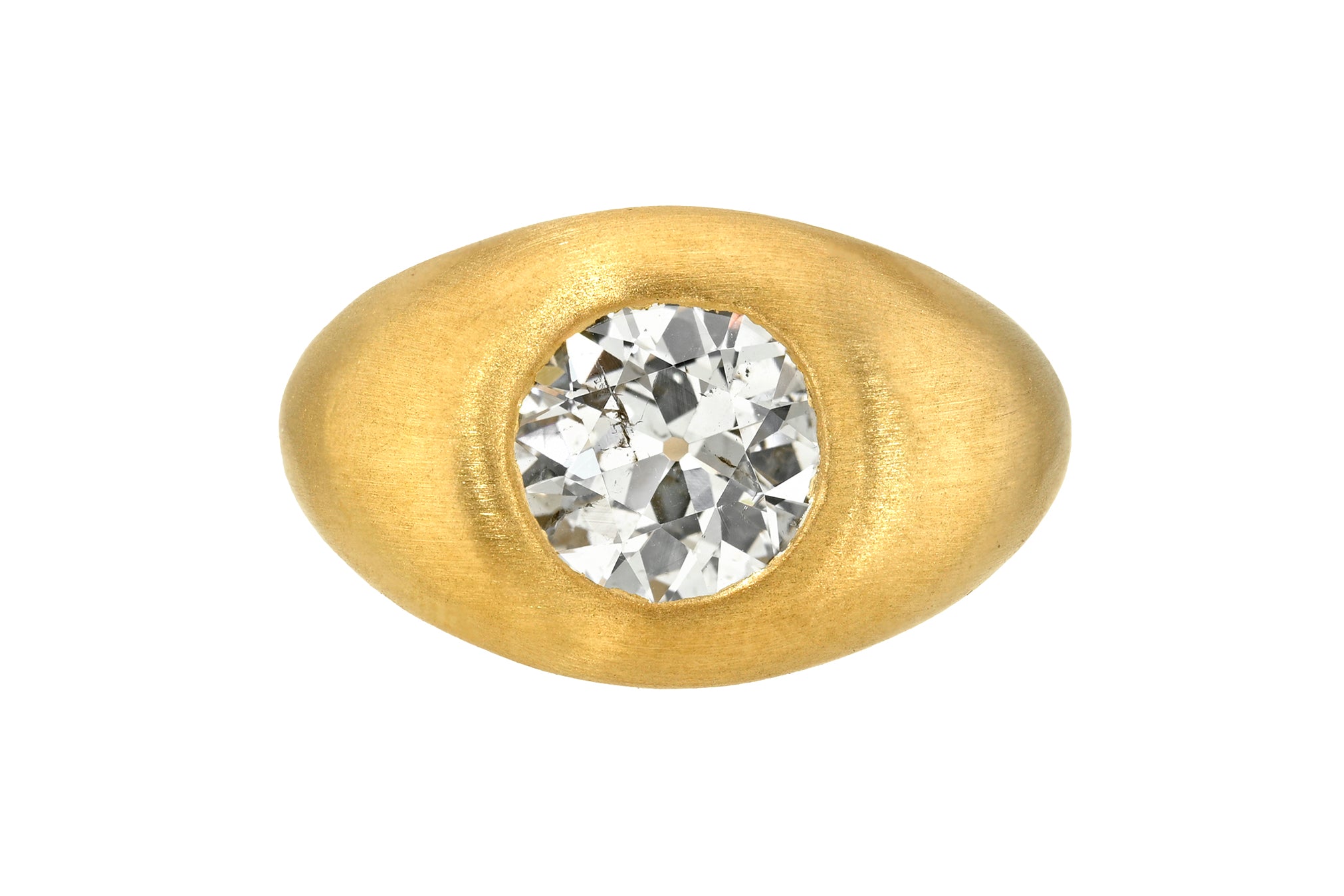 ONE OF A KIND OLD EURO CUT DIAMOND GEM SIGNET RING