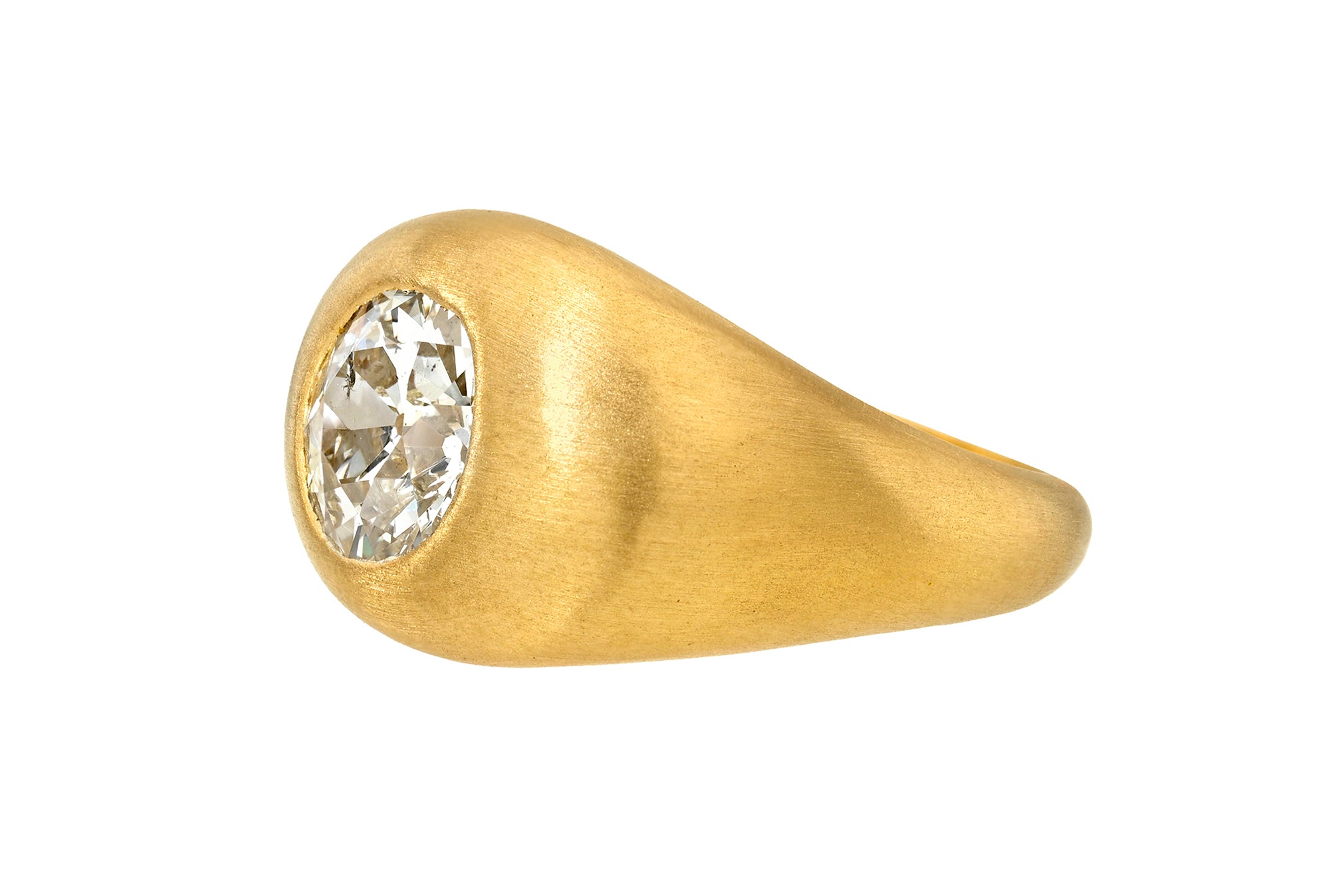 ONE OF A KIND OLD EURO CUT DIAMOND GEM SIGNET RING