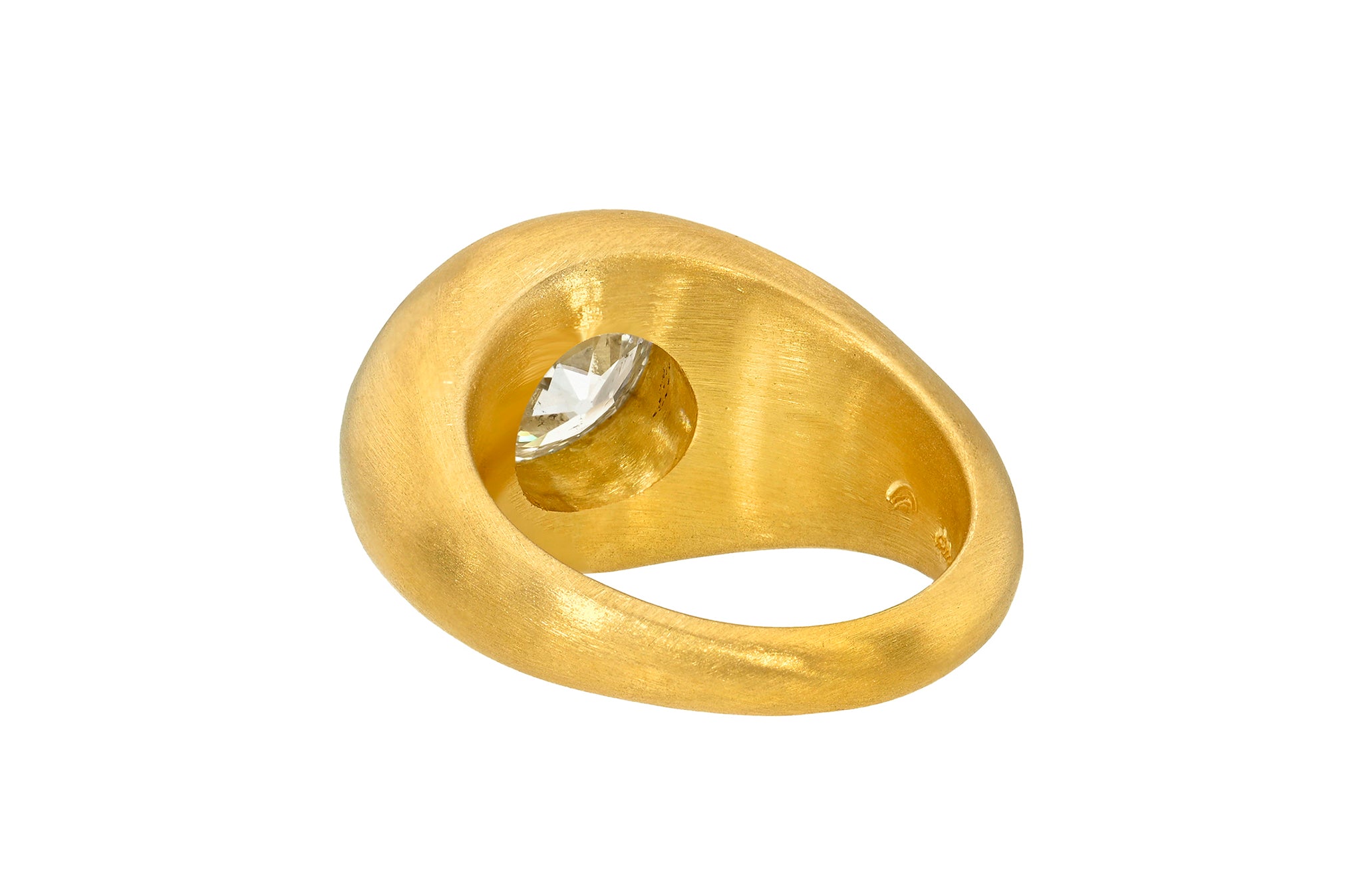 ONE OF A KIND OLD EURO CUT DIAMOND GEM SIGNET RING
