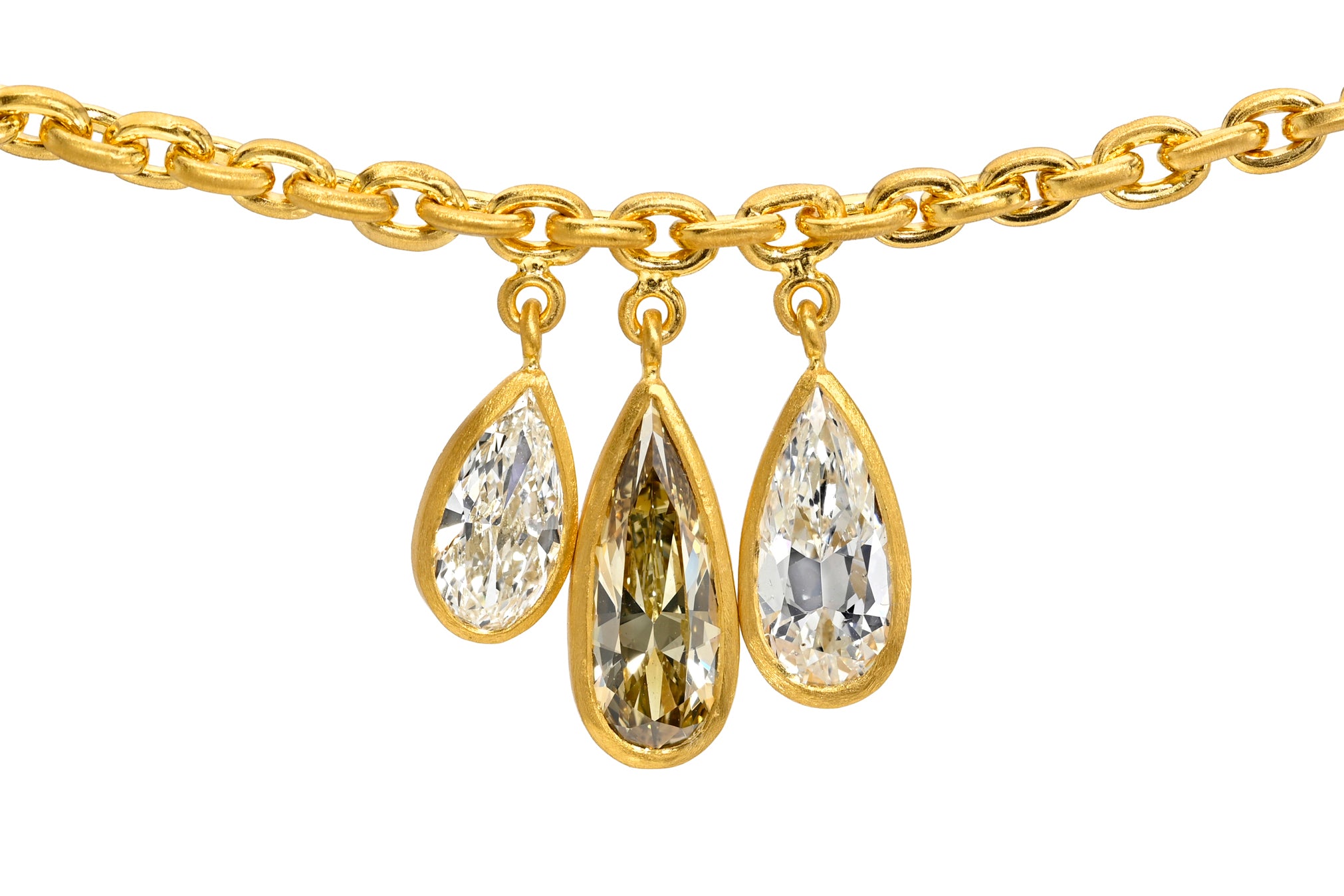 ONE OF A KIND TRIPLE PEAR DIAMOND GEM DROP FAIRY CHAIN