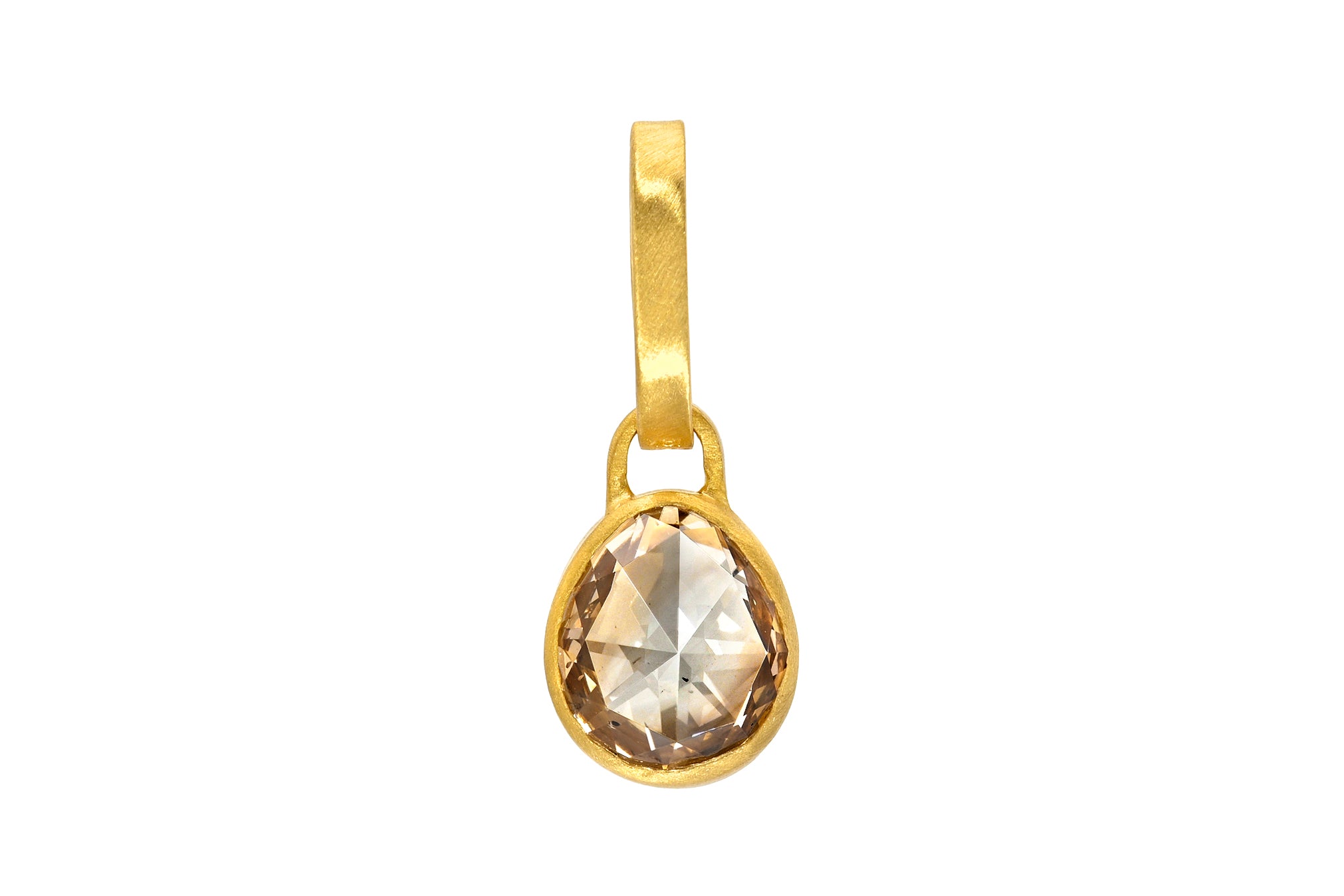ONE OF A KIND ANTIQUE BROWN ROSE CUT PEAR DIAMOND PENDANT