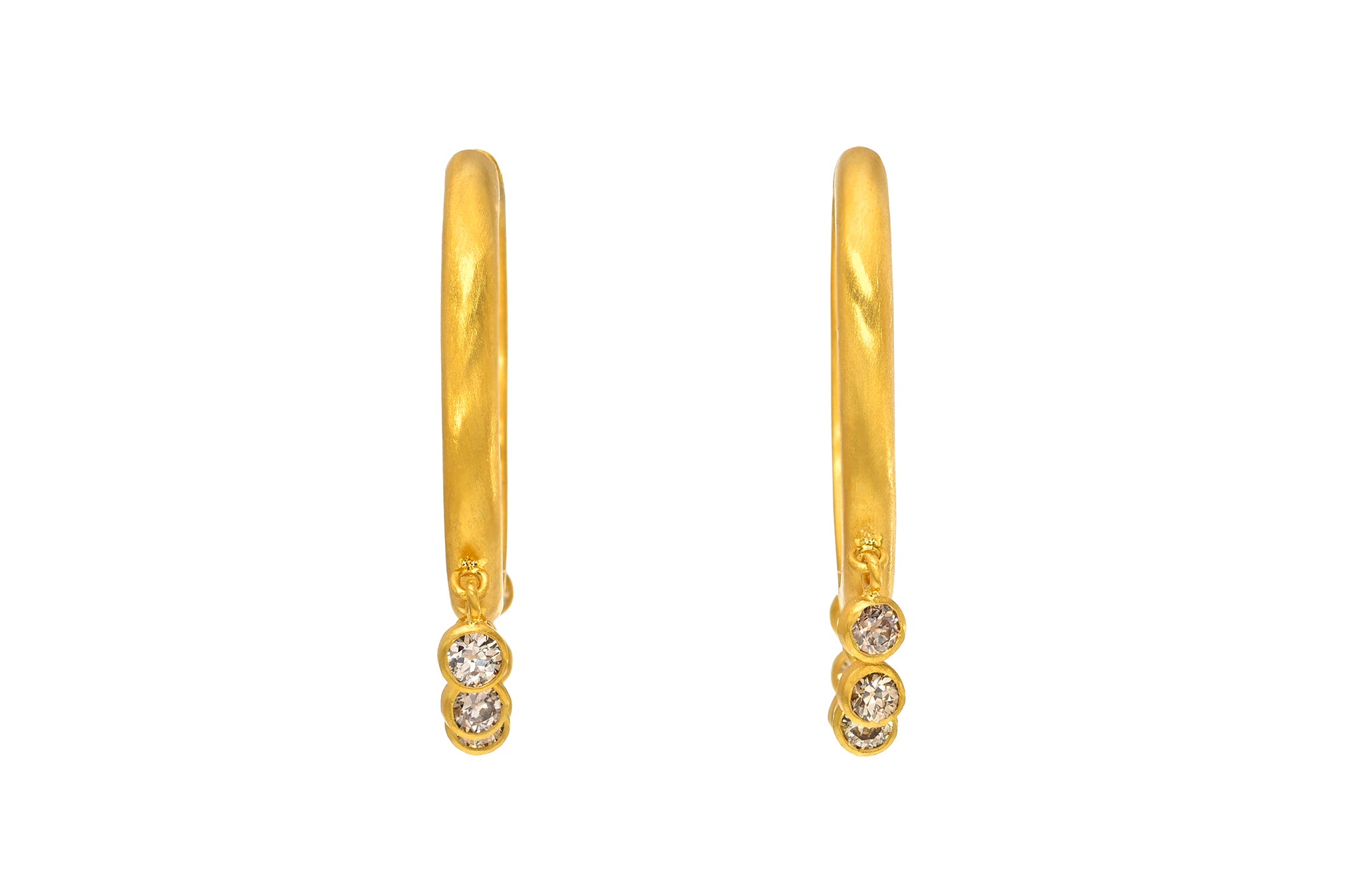 24MM CHAMPAGNE DIAMOND VEIL SIGNATURE HOOPS
