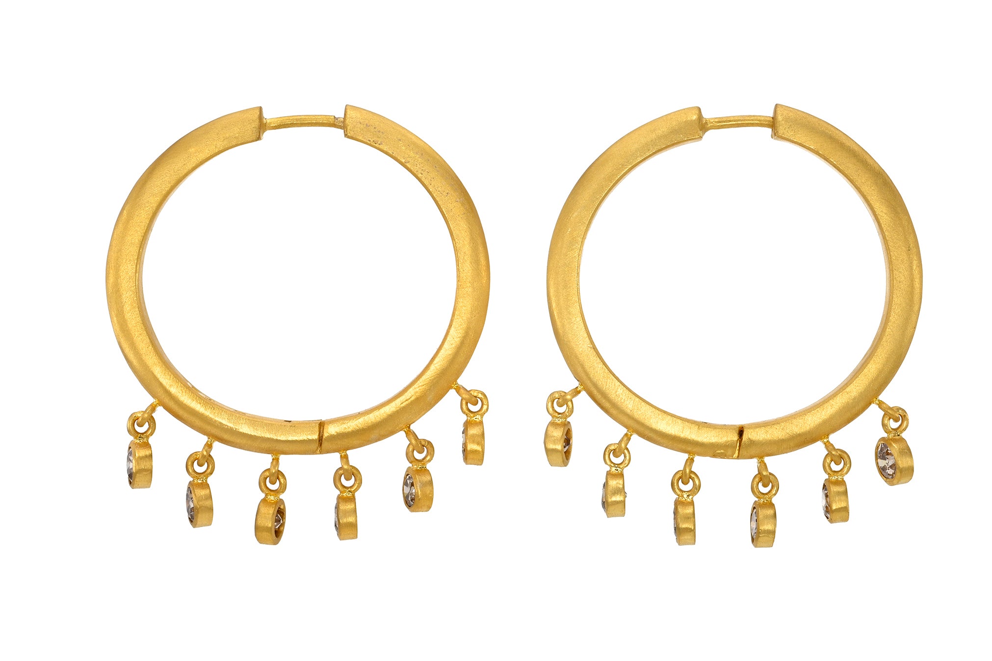 24MM CHAMPAGNE DIAMOND VEIL SIGNATURE HOOPS