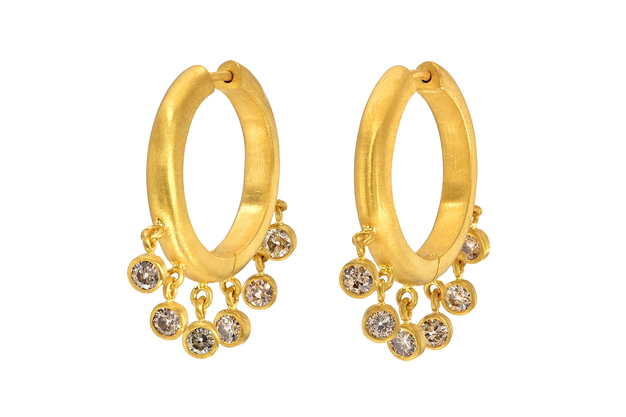 16MM CHAMPAGNE DIAMOND VEIL SIGNATURE HOOPS