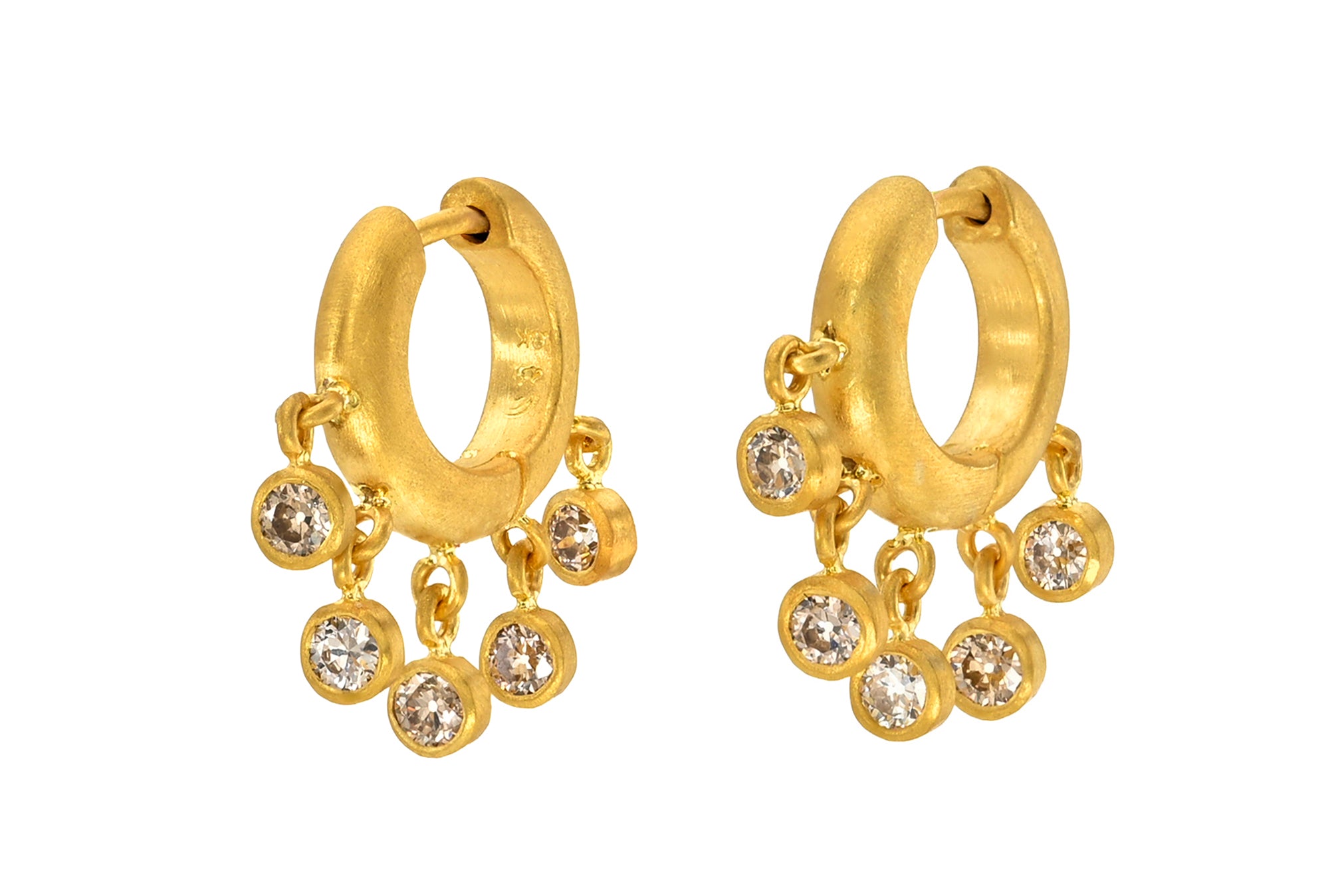 8MM CHAMPAGNE DIAMOND VEIL SIGNATURE HOOPS