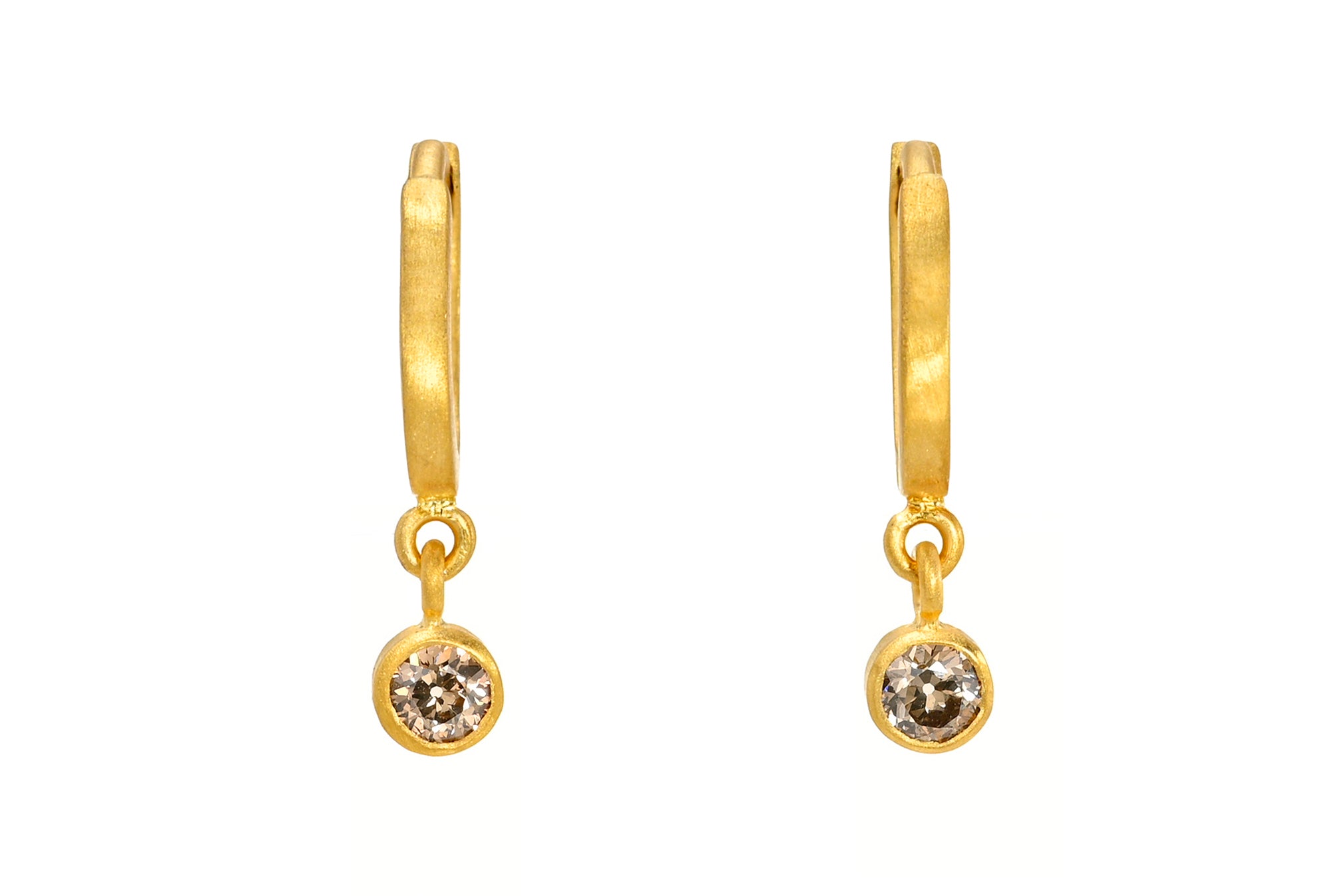8MM OLD MINE CUT CHAMPAGNE DIAMOND DROP FAIRY HOOPS