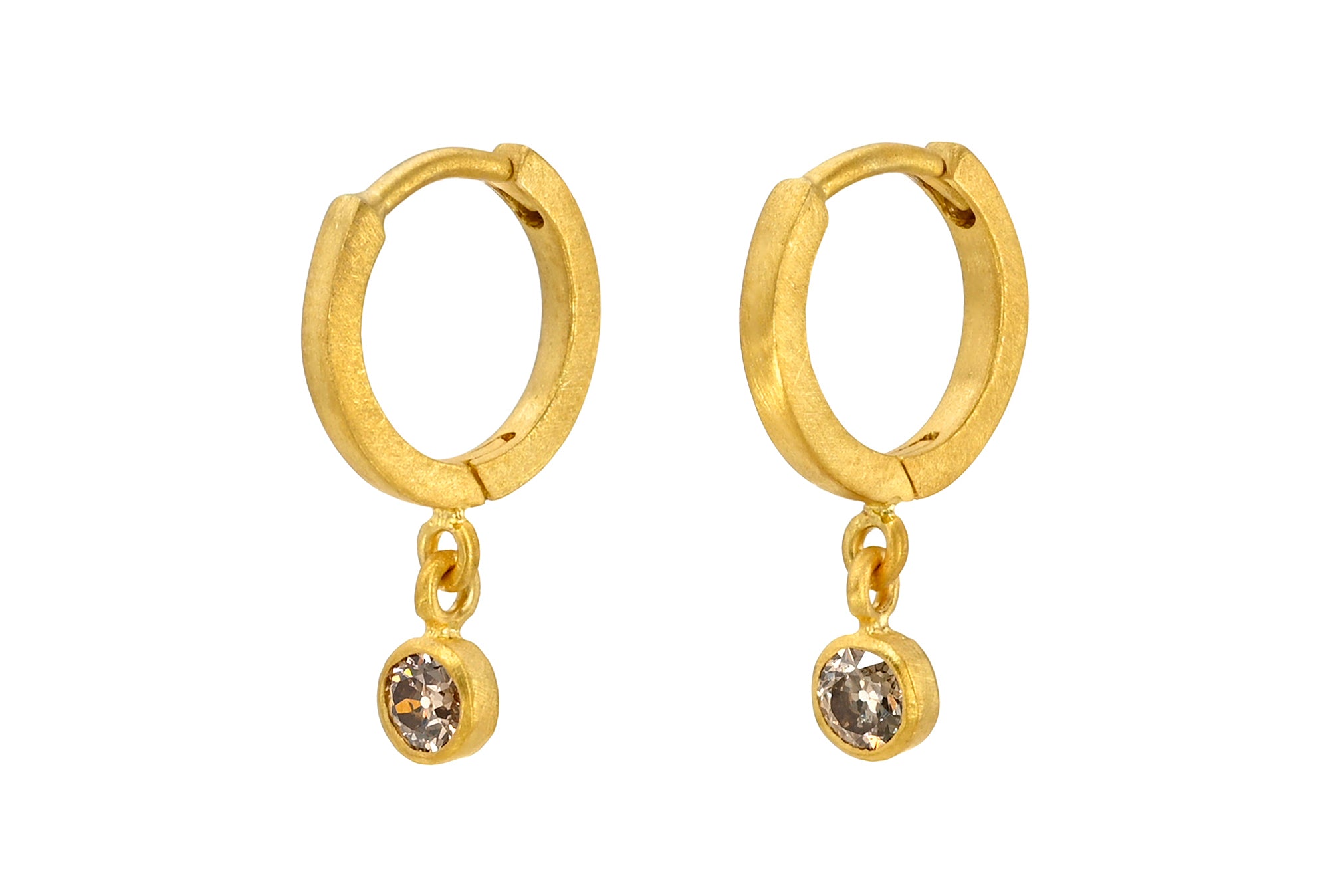 8MM OLD MINE CUT CHAMPAGNE DIAMOND DROP FAIRY HOOPS