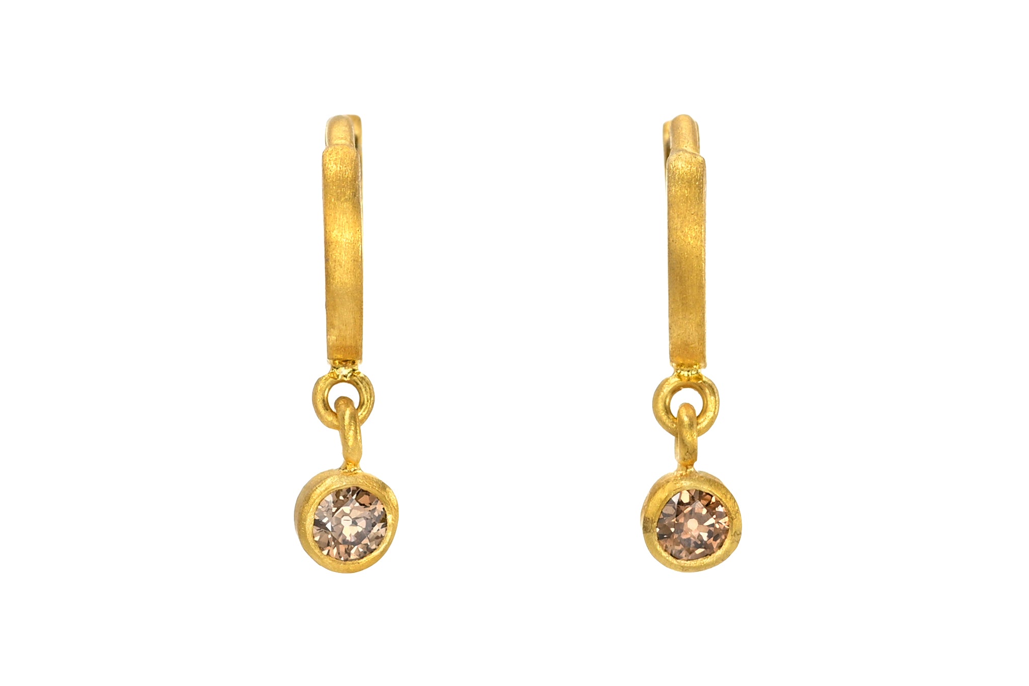6.5MM OLD MINE CUT CHAMPAGNE DIAMOND DROP FAIRY HOOPS