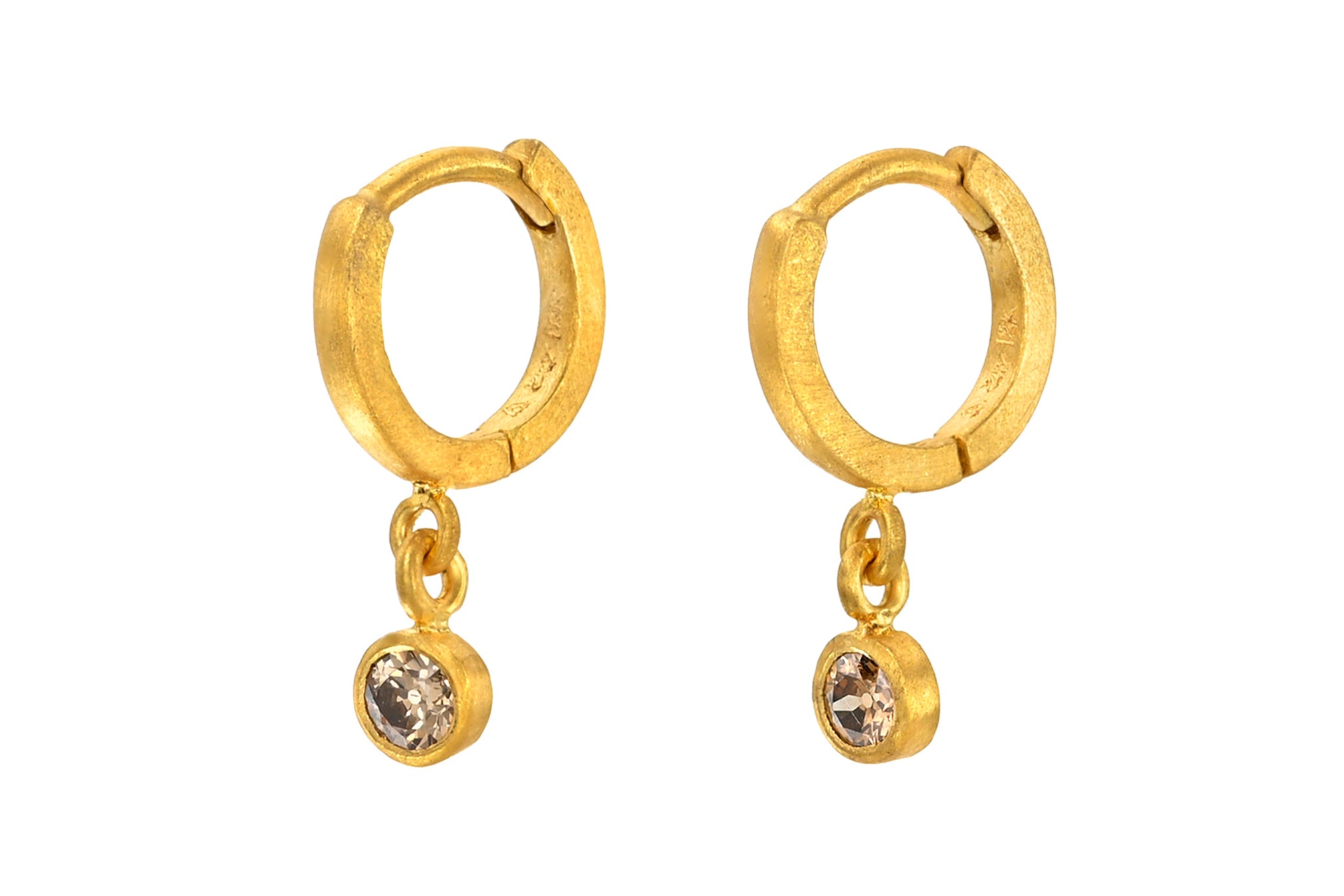 6.5MM OLD MINE CUT CHAMPAGNE DIAMOND DROP FAIRY HOOPS