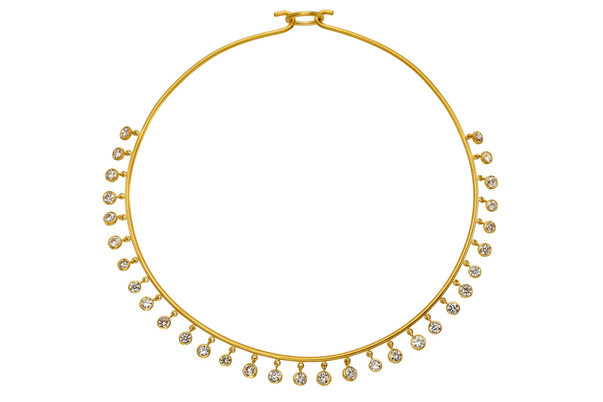 ONE OF A KIND CHAMPAGNE OLD MINE CUT DIAMOND VEIL TORQUE