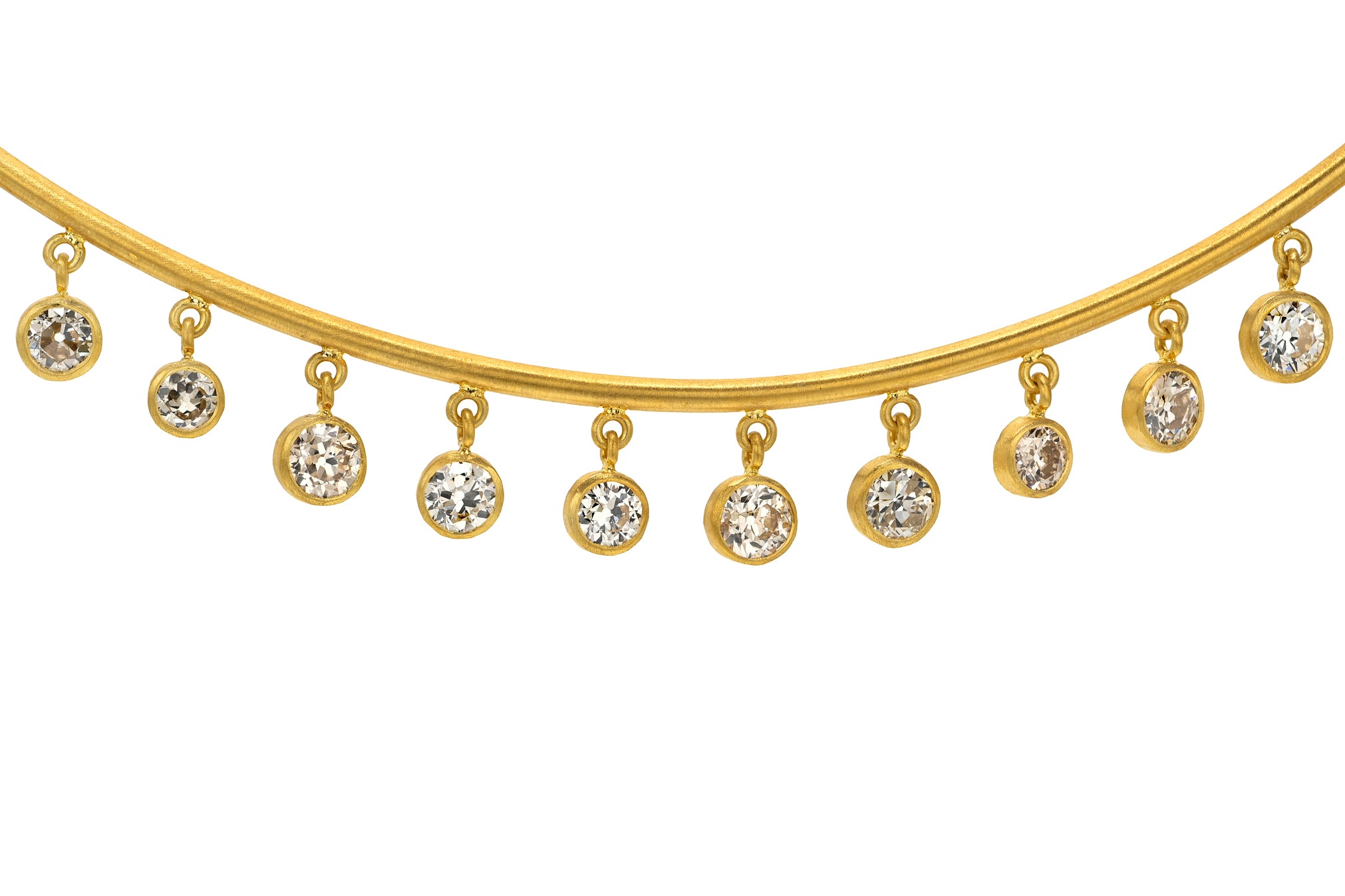 ONE OF A KIND CHAMPAGNE OLD MINE CUT DIAMOND VEIL TORQUE