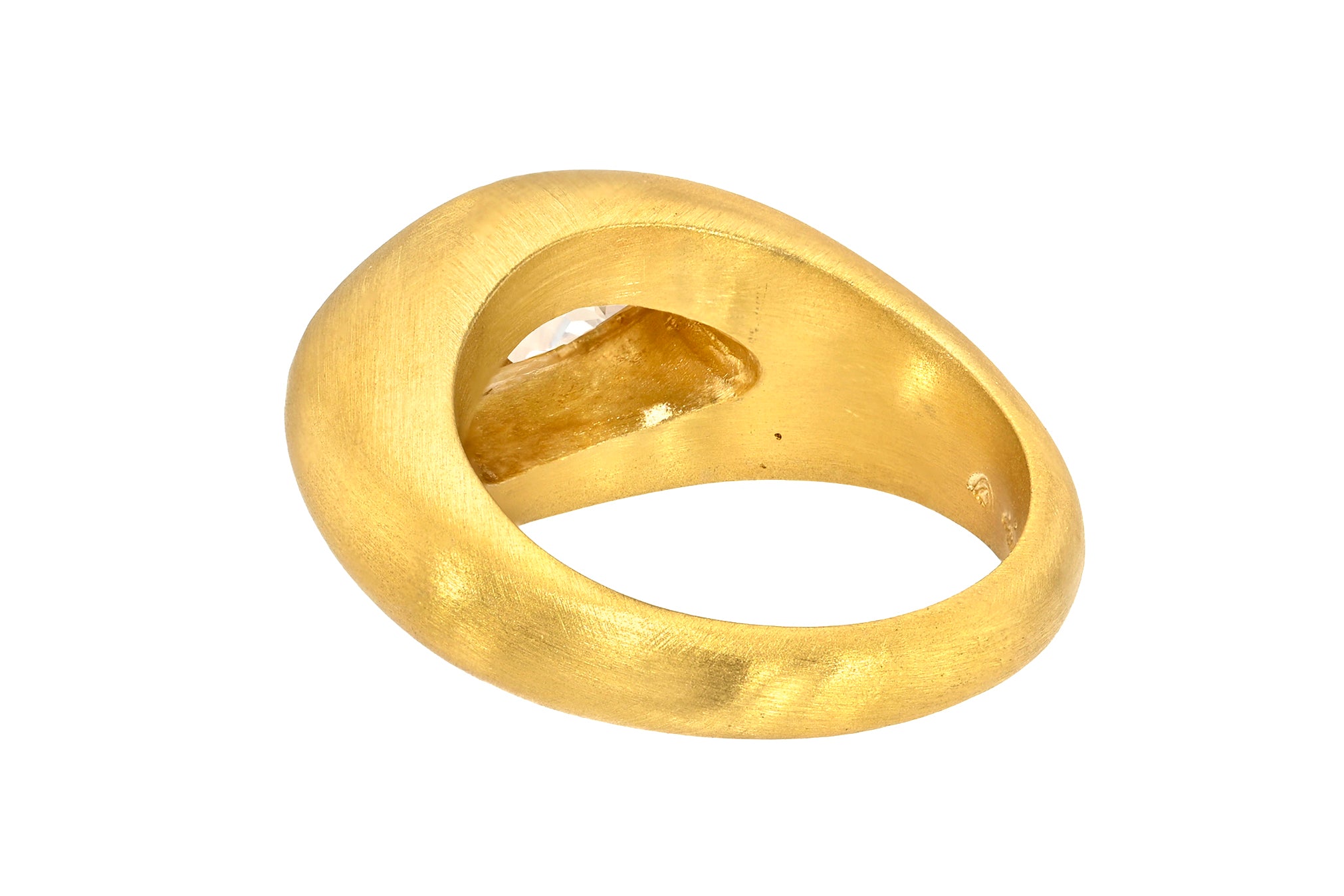 ONE OF A KIND ANTIQUE MARQUISE FANCY YELLOW-BROWN DIAMOND GEM SIGNET RING
