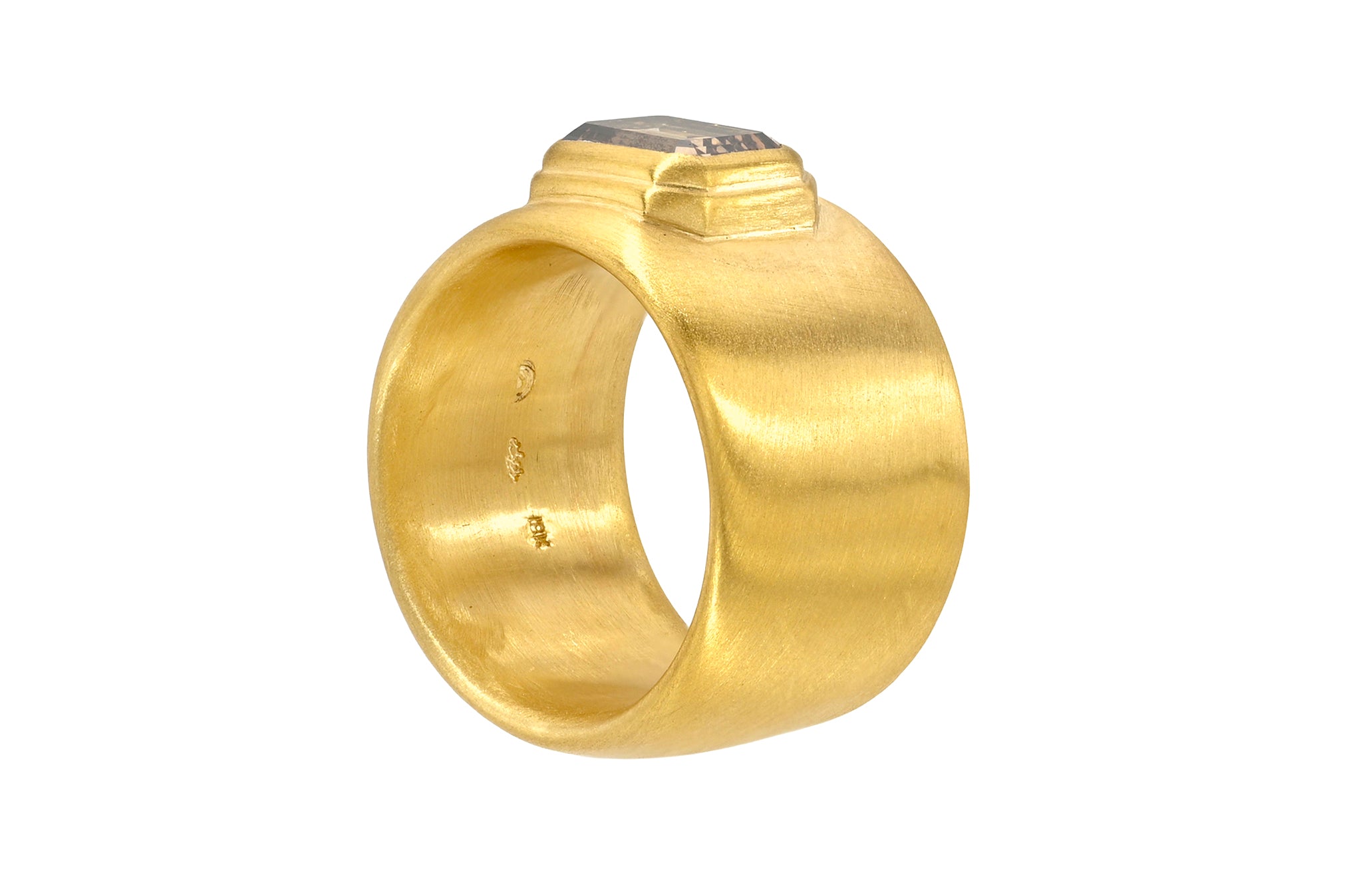ONE OF A KIND EMERALD CUT BROWN DIAMOND CIGAR BAND