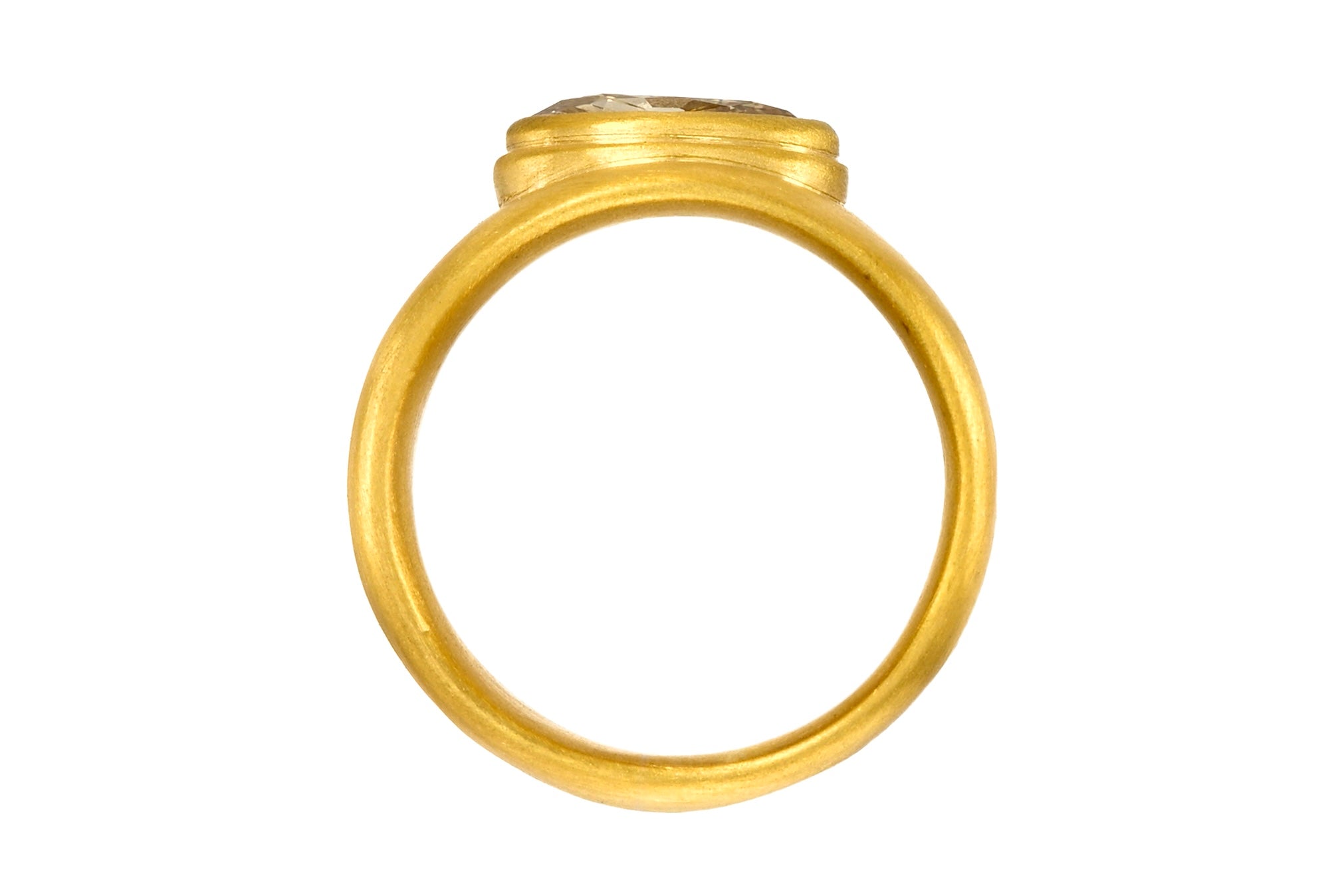 ONE OF A KIND OVAL FANCY YELLOW-BROWN OLD MINE CUT DIAMOND CIGAR BAND