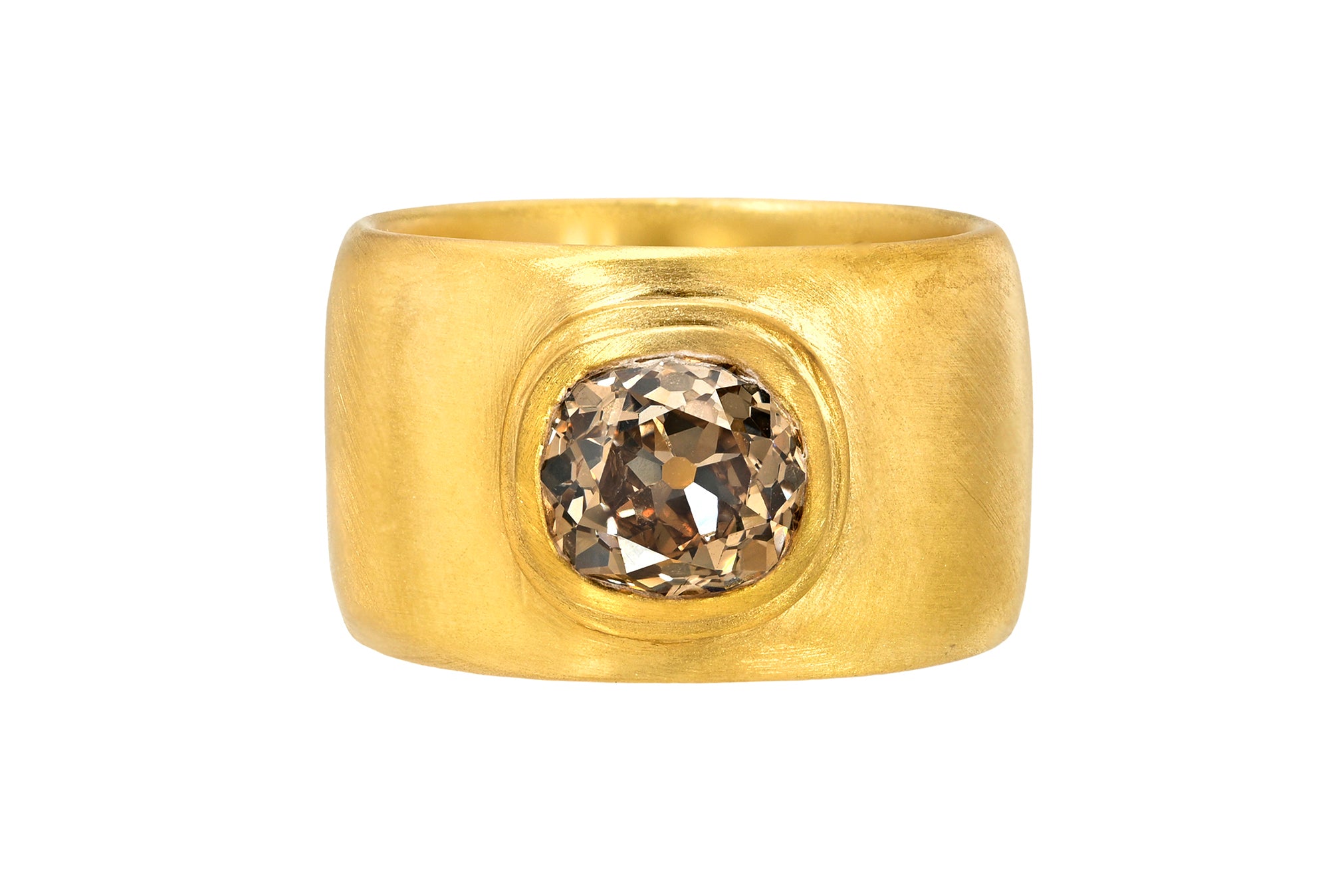 ONE OF A KIND FANCY YELLOW-BROWN OLD MINE CUT DIAMOND CIGAR BAND