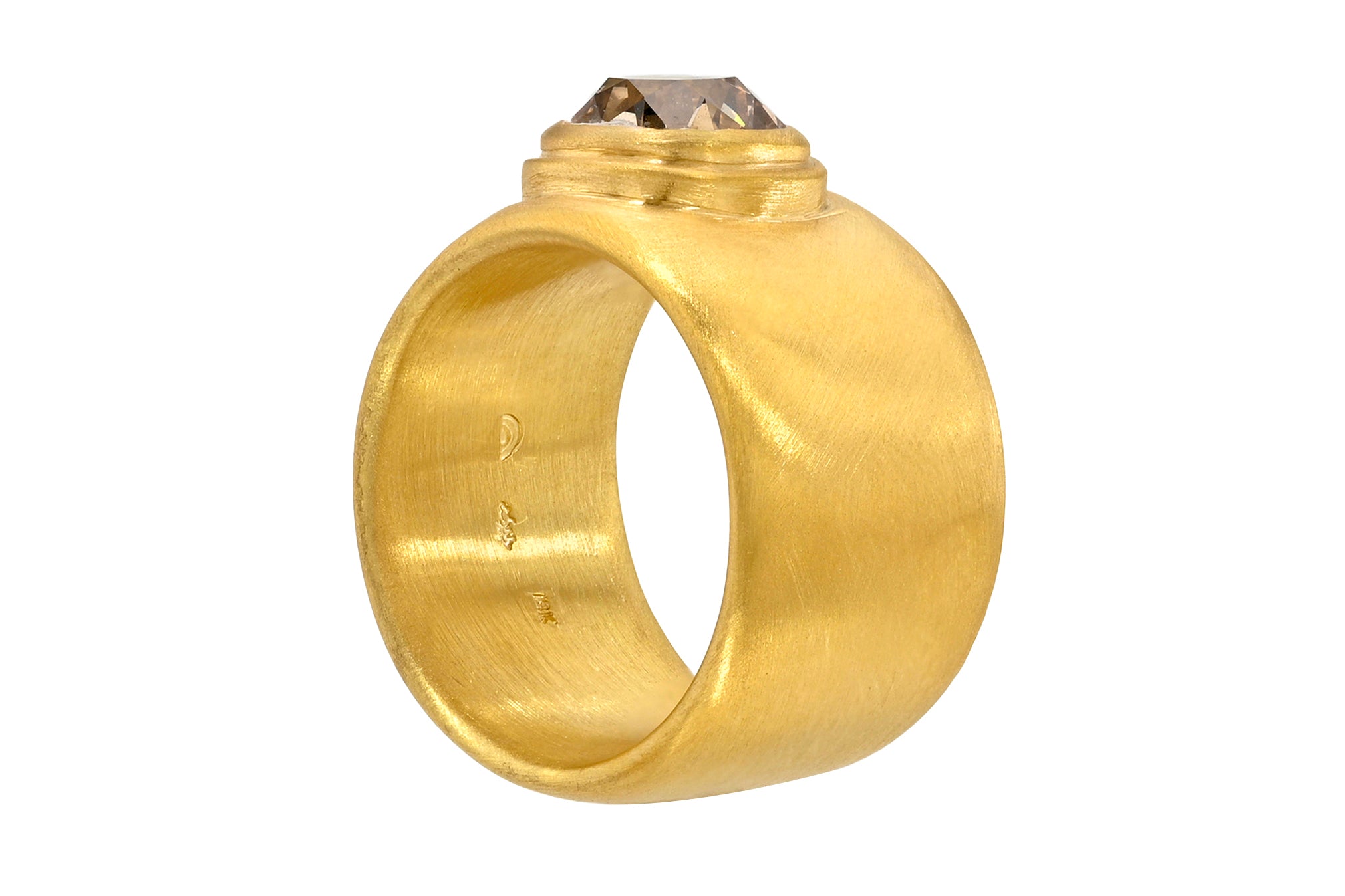 ONE OF A KIND FANCY YELLOW-BROWN OLD MINE CUT DIAMOND CIGAR BAND